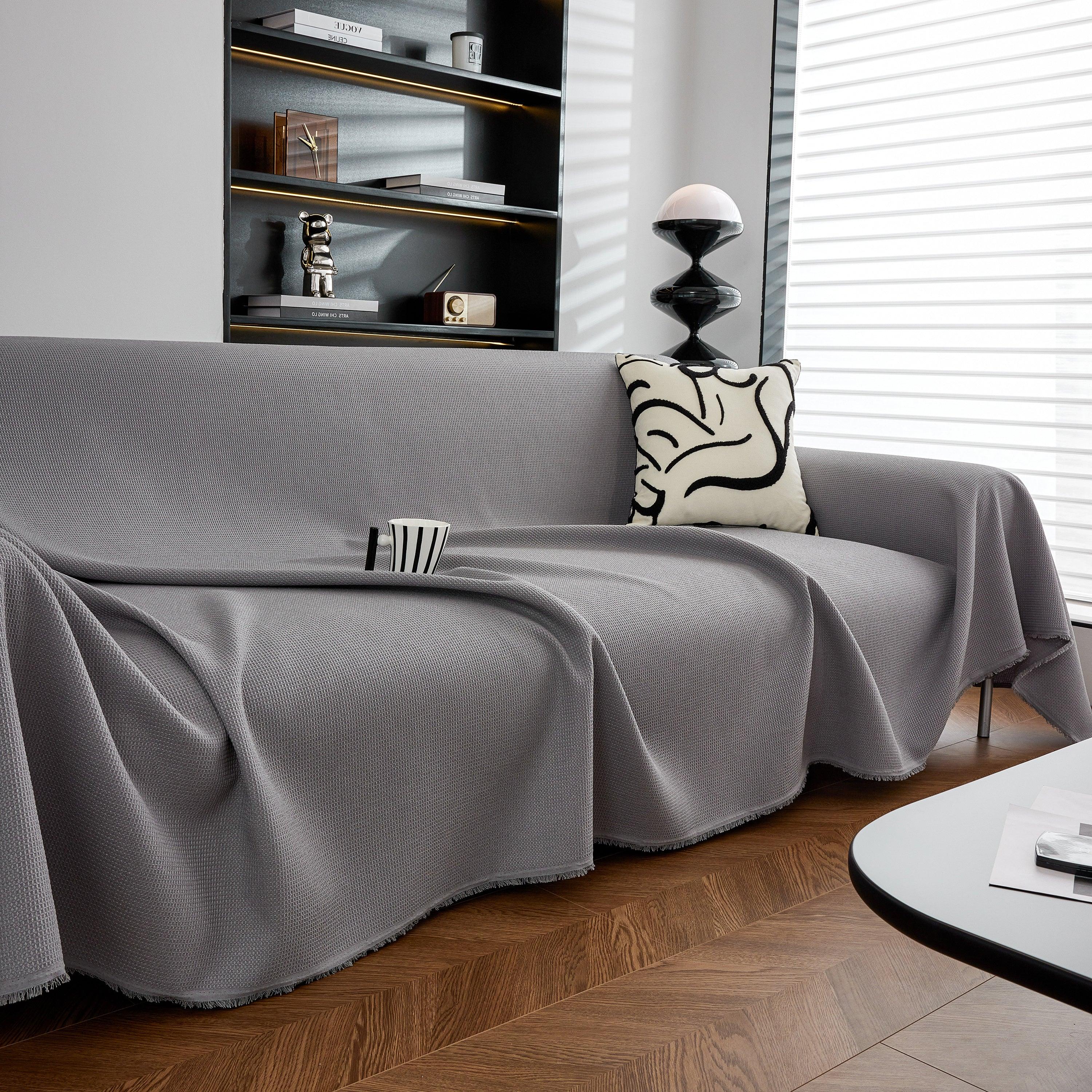 Waterproof Waffle Lattice Sofa Throw, Sofa Towel Cover for Couches, Simple Sofa Cover Blanket - TaroTextile