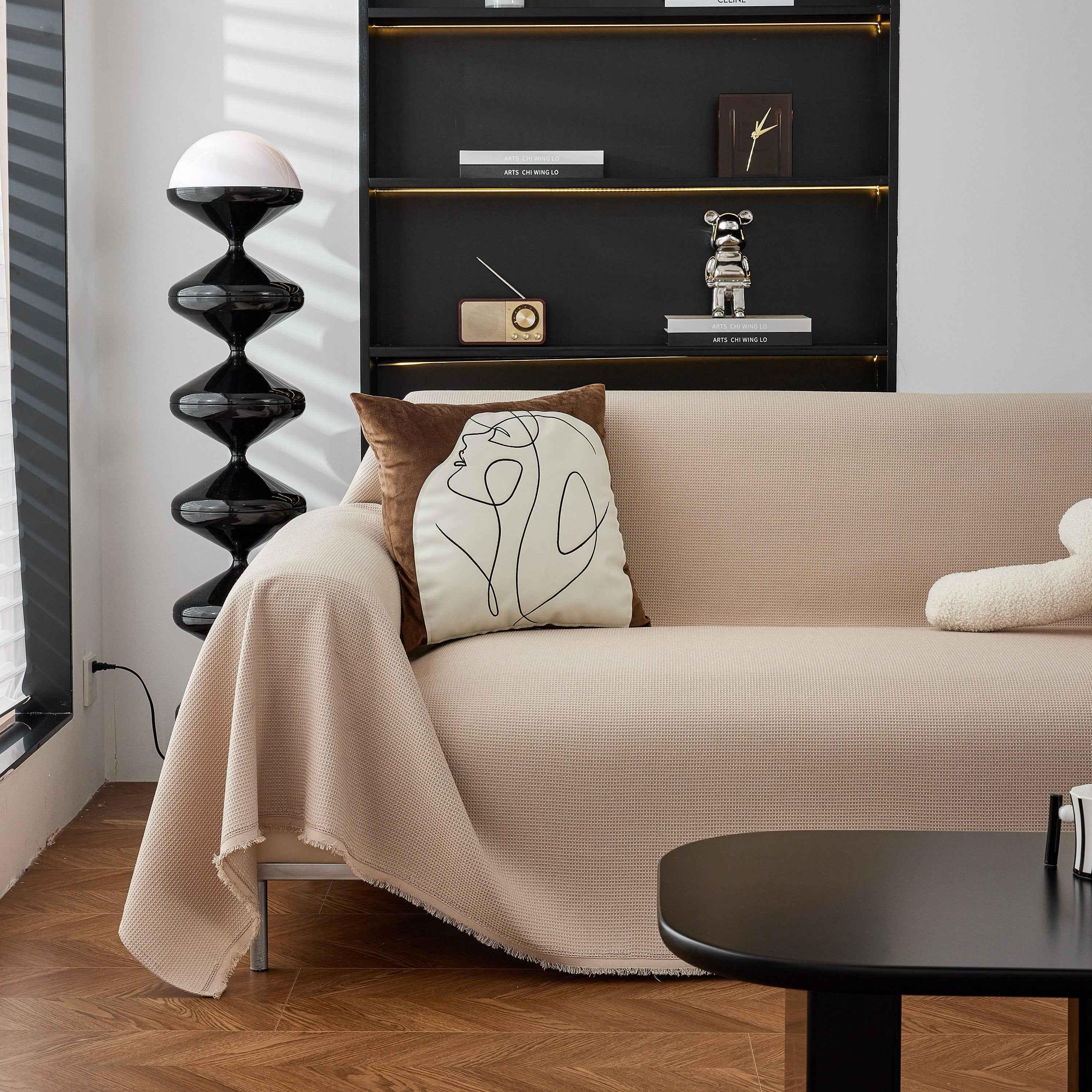 Waterproof Waffle Lattice Sofa Throw, Sofa Towel Cover for Couches, Simple Sofa Cover Blanket - TaroTextile