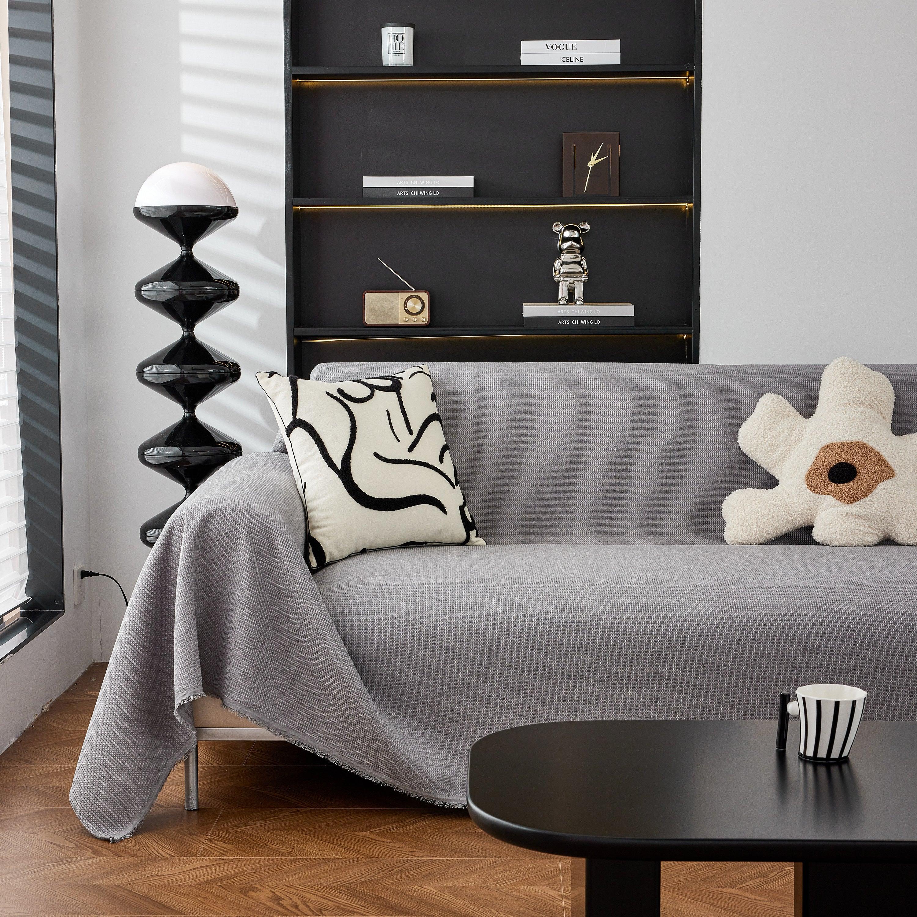 Waterproof Waffle Lattice Sofa Throw, Sofa Towel Cover for Couches, Simple Sofa Cover Blanket - TaroTextile