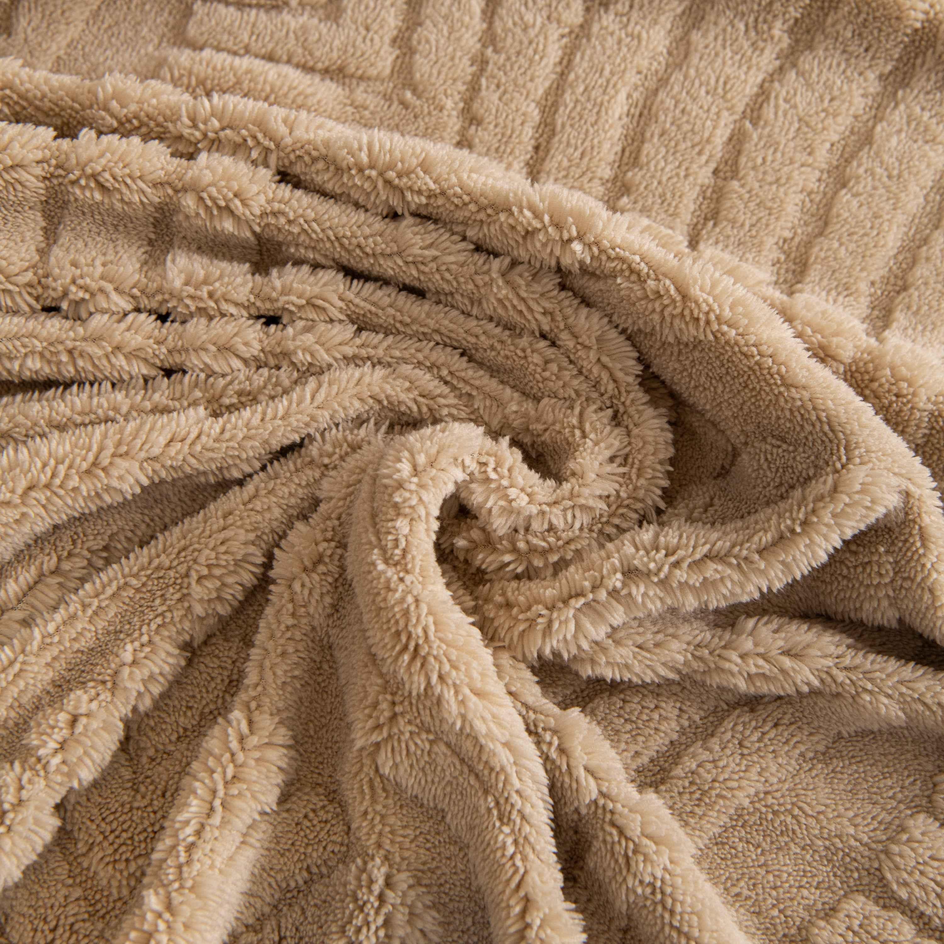 Winter Soft Plush Fleece Sofa Blanket Leaves Jacquard Couch Covers for Couches - TaroTextile