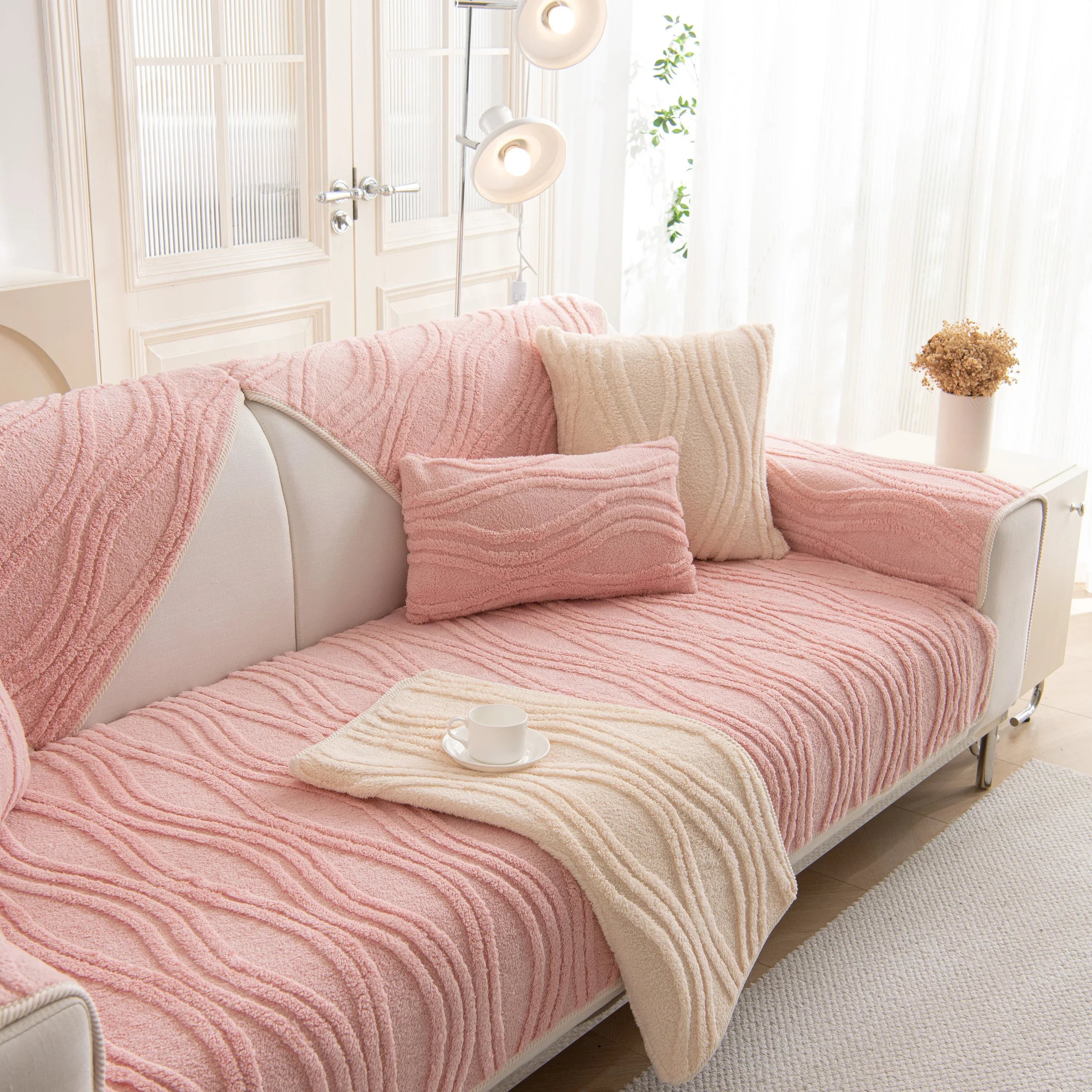 Winter Thickened Non-slip Blanket, Three-Dimensional Embossed Cotton Velvet Sofa Cover - TaroTextile