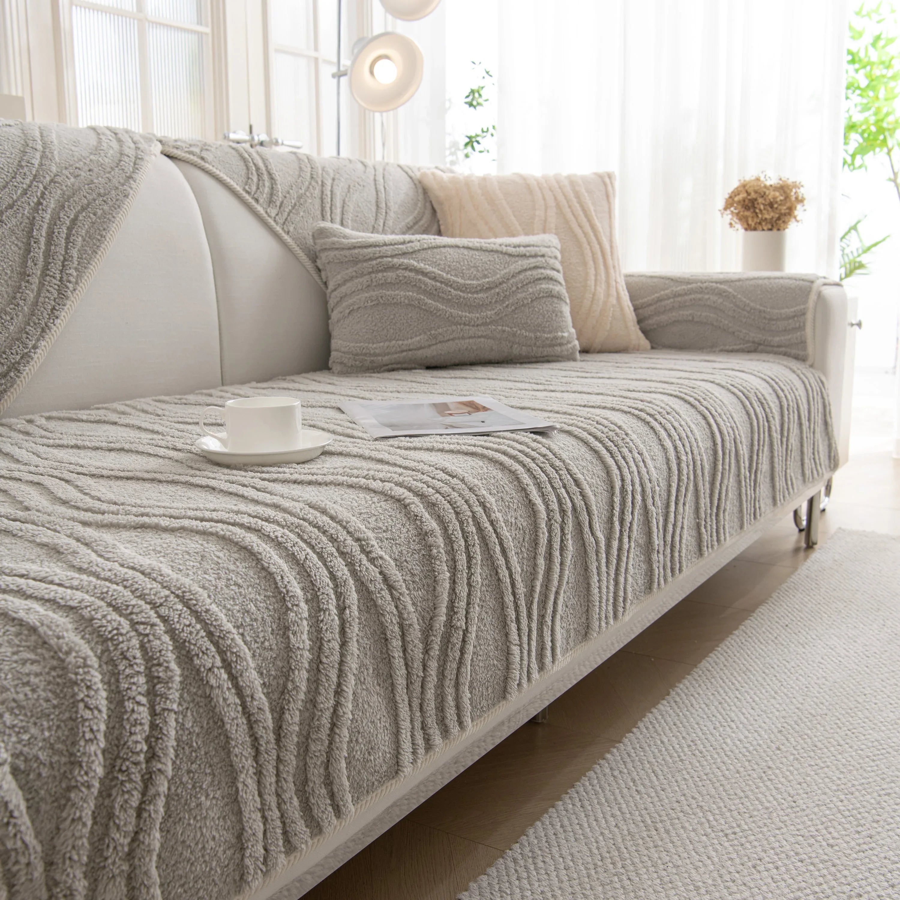 Winter Thickened Non-slip Blanket, Three-Dimensional Embossed Cotton Velvet Sofa Cover - TaroTextile
