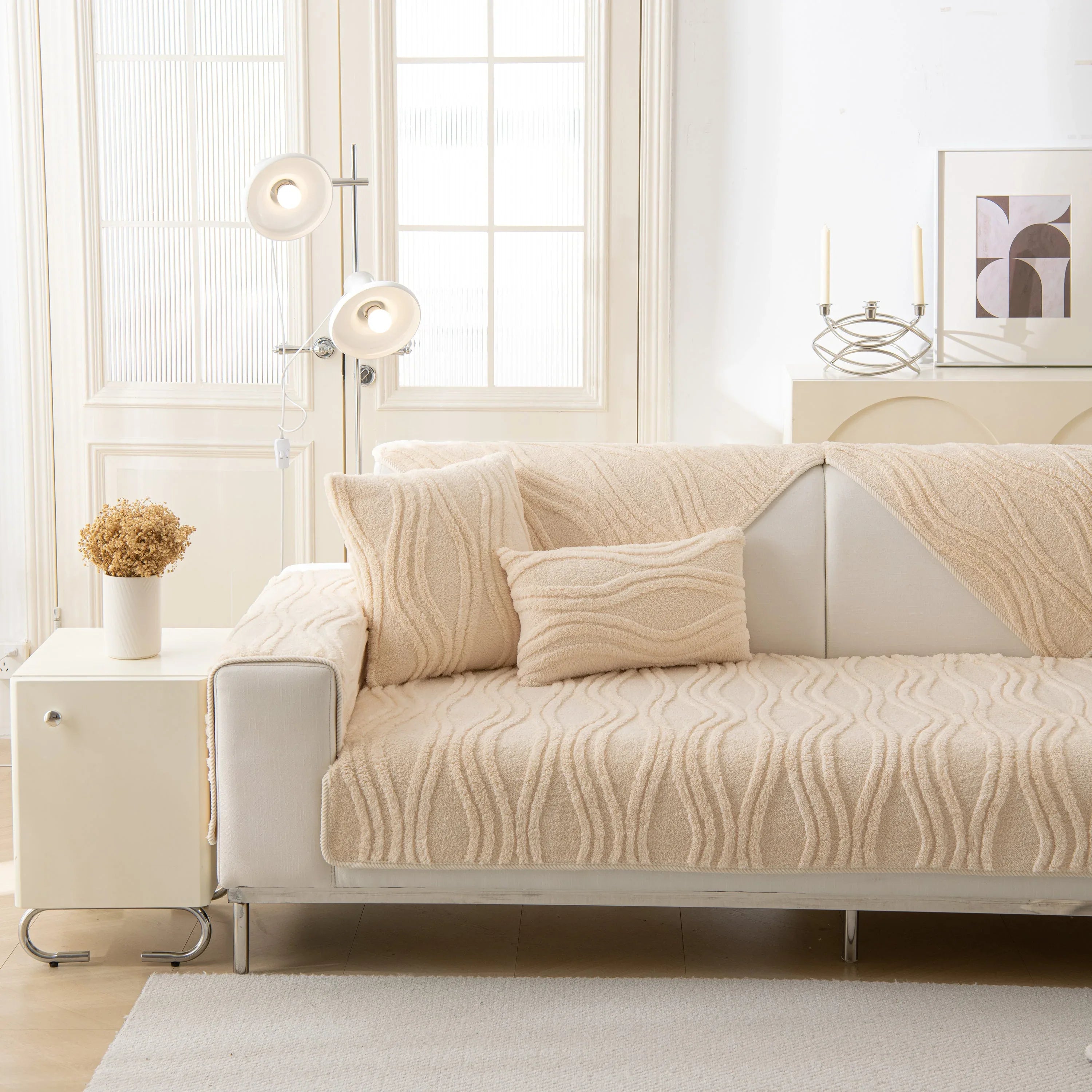 Winter Thickened Non-slip Blanket, Three-Dimensional Embossed Cotton Velvet Sofa Cover - TaroTextile