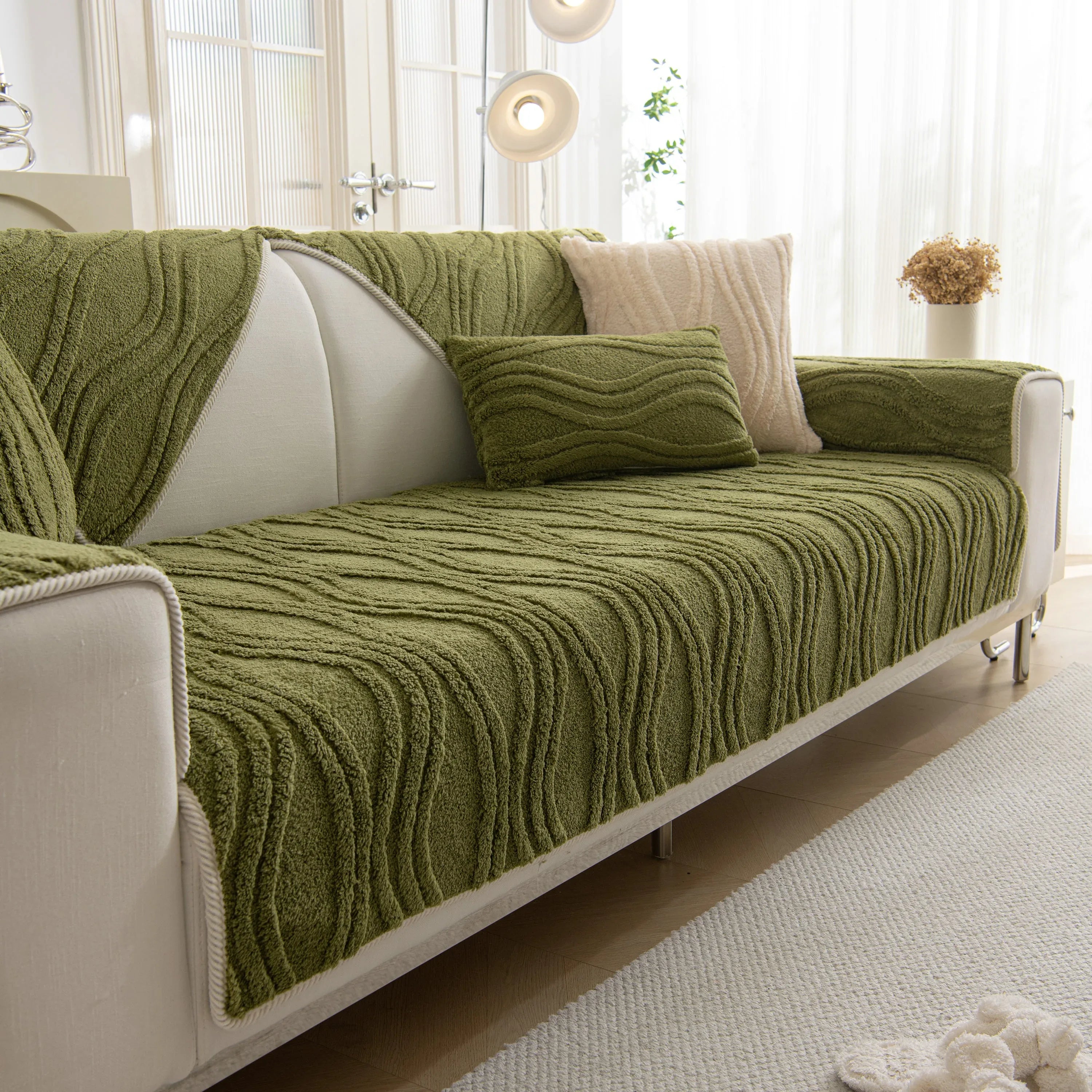 Winter Thickened Non-slip Blanket, Three-Dimensional Embossed Cotton Velvet Sofa Cover - TaroTextile