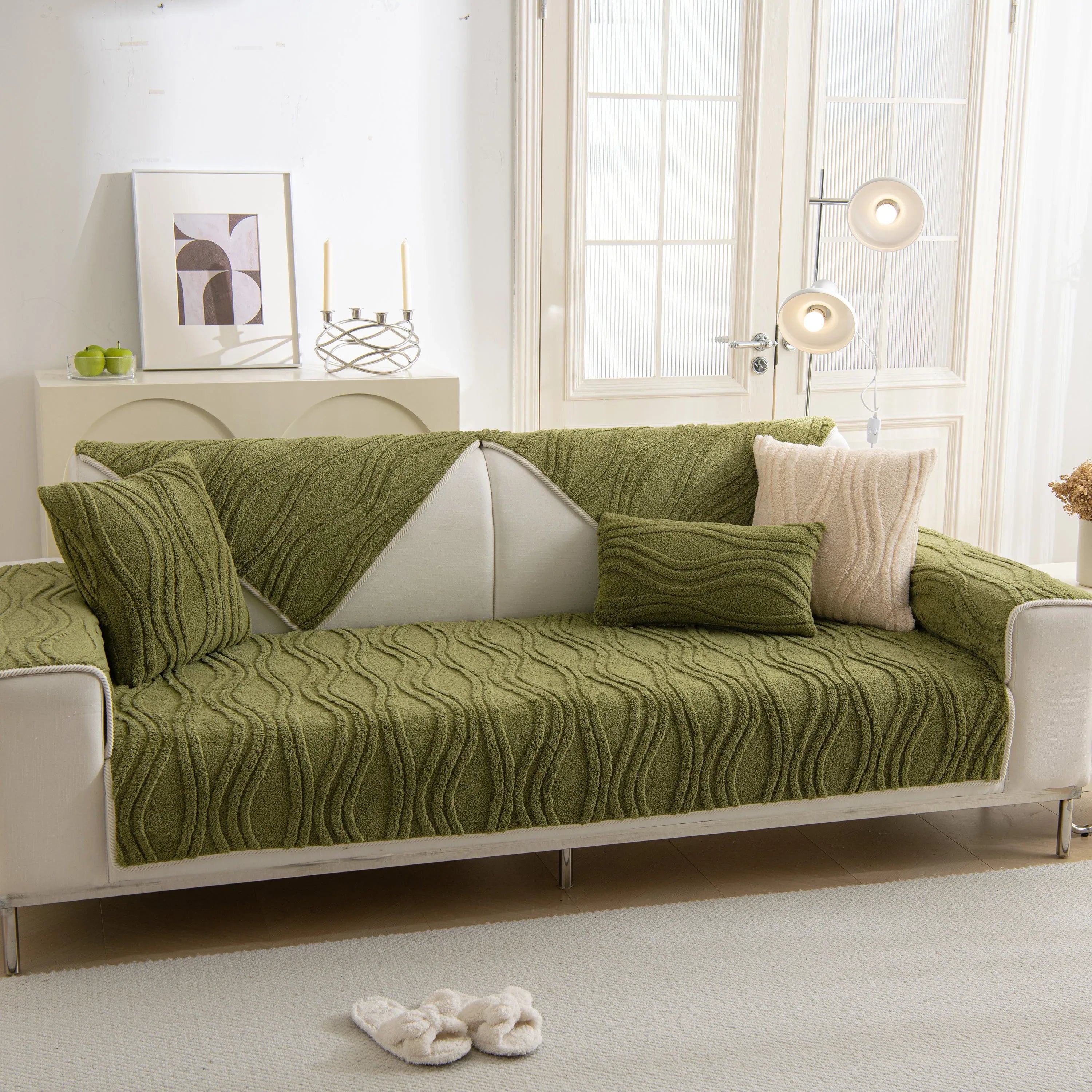 Winter Thickened Non-slip Blanket, Three-Dimensional Embossed Cotton Velvet Sofa Cover - TaroTextile