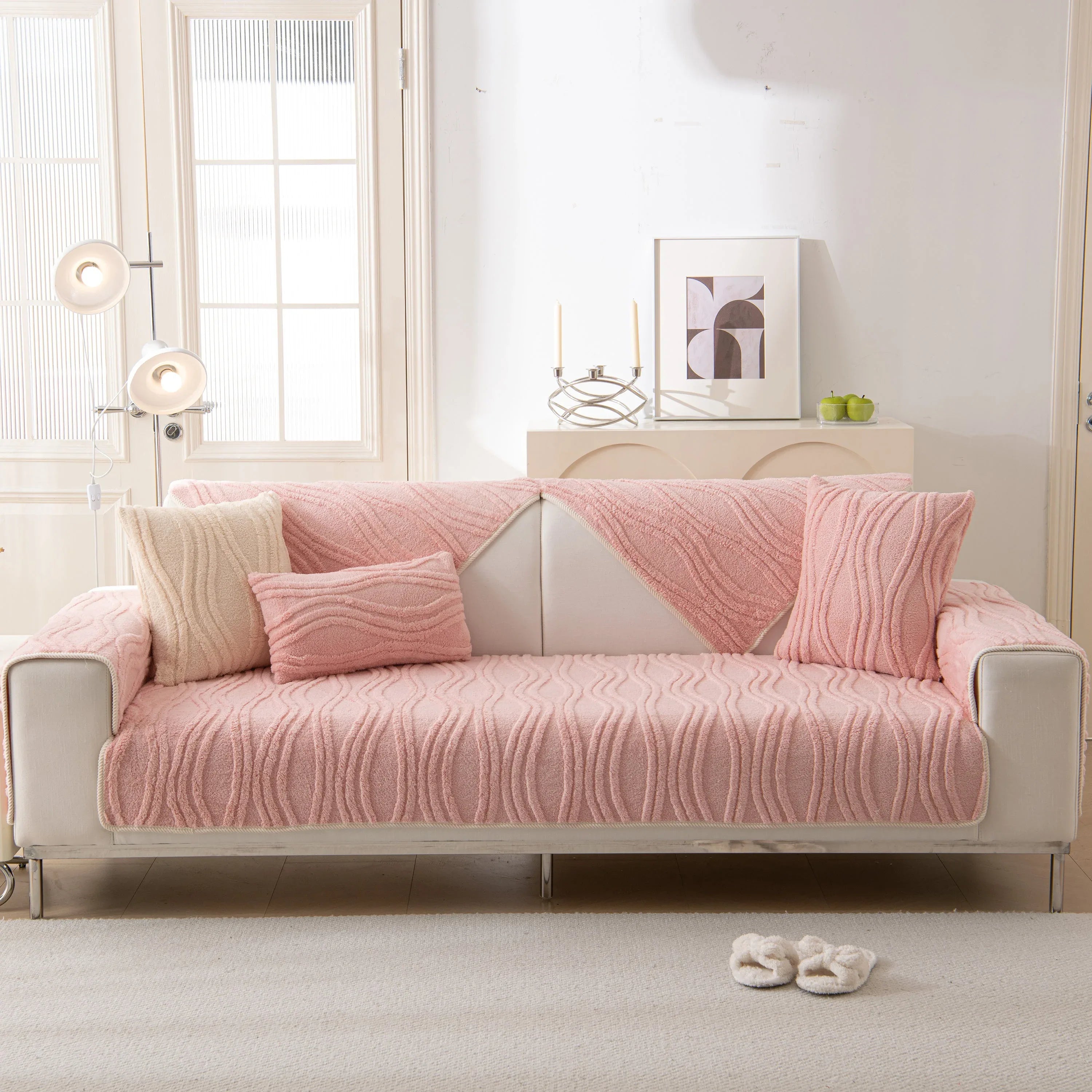 Winter Thickened Non-slip Blanket, Three-Dimensional Embossed Cotton Velvet Sofa Cover - TaroTextile