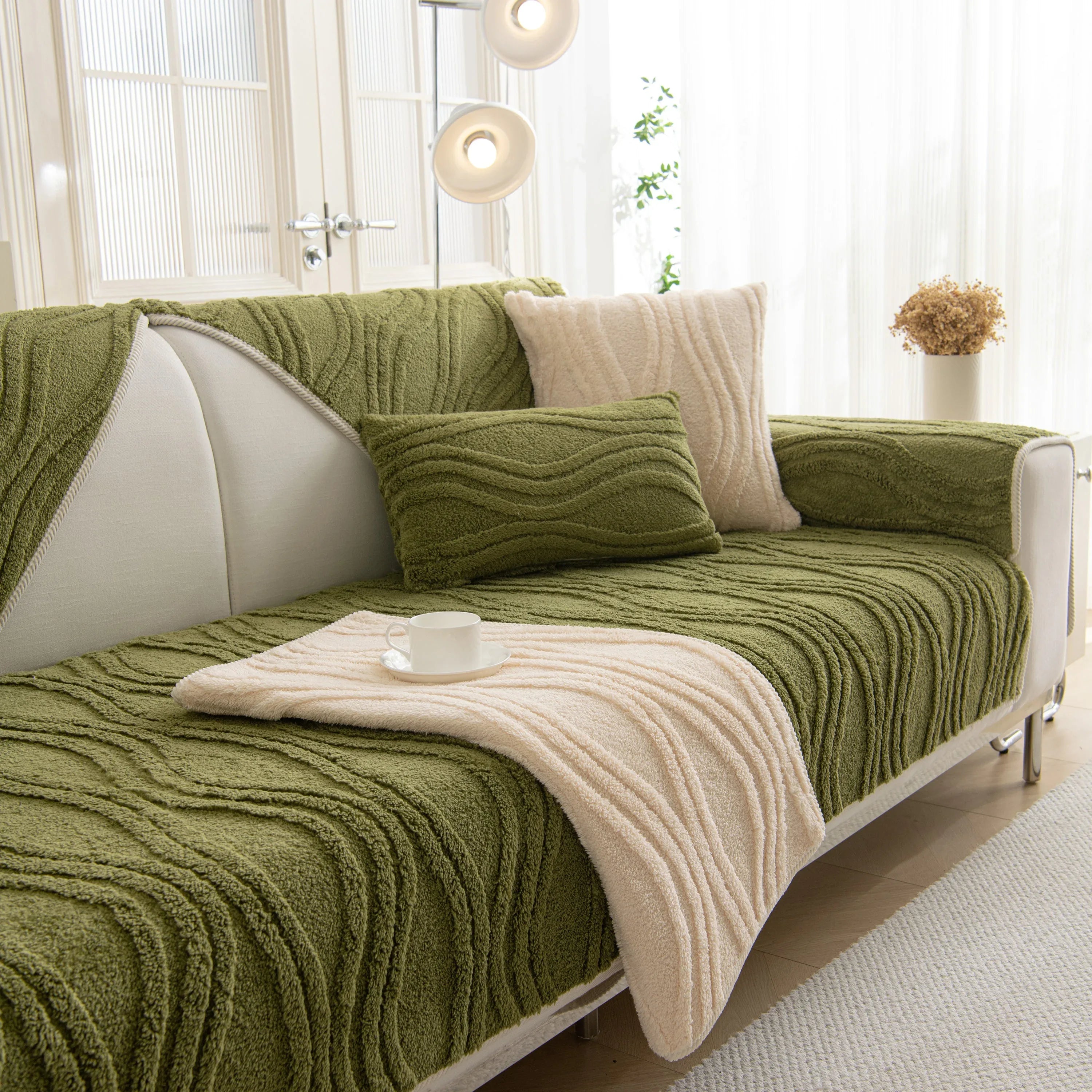 Winter Thickened Non-slip Blanket, Three-Dimensional Embossed Cotton Velvet Sofa Cover - TaroTextile