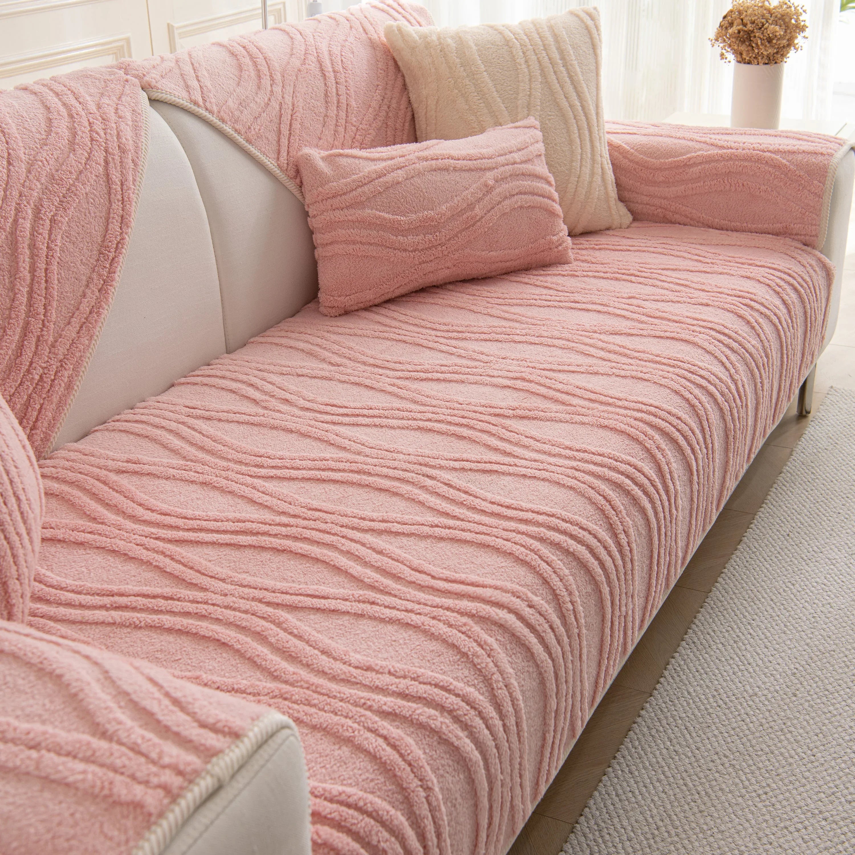Winter Thickened Non-slip Blanket, Three-Dimensional Embossed Cotton Velvet Sofa Cover - TaroTextile