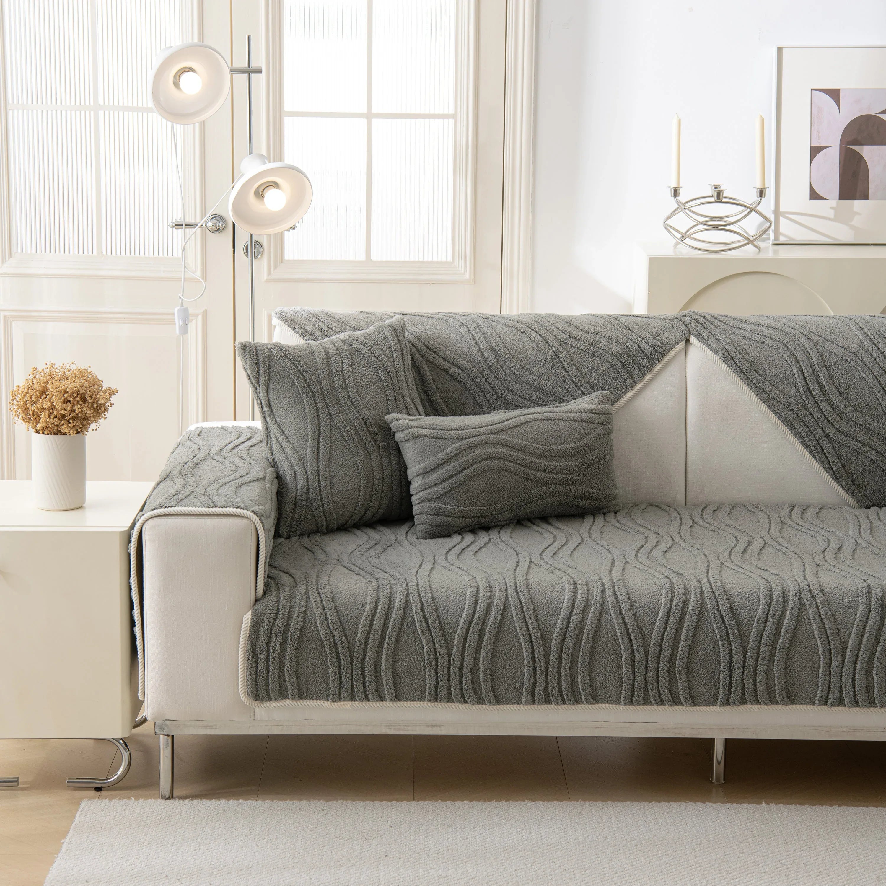 Winter Thickened Non-slip Blanket, Three-Dimensional Embossed Cotton Velvet Sofa Cover - TaroTextile