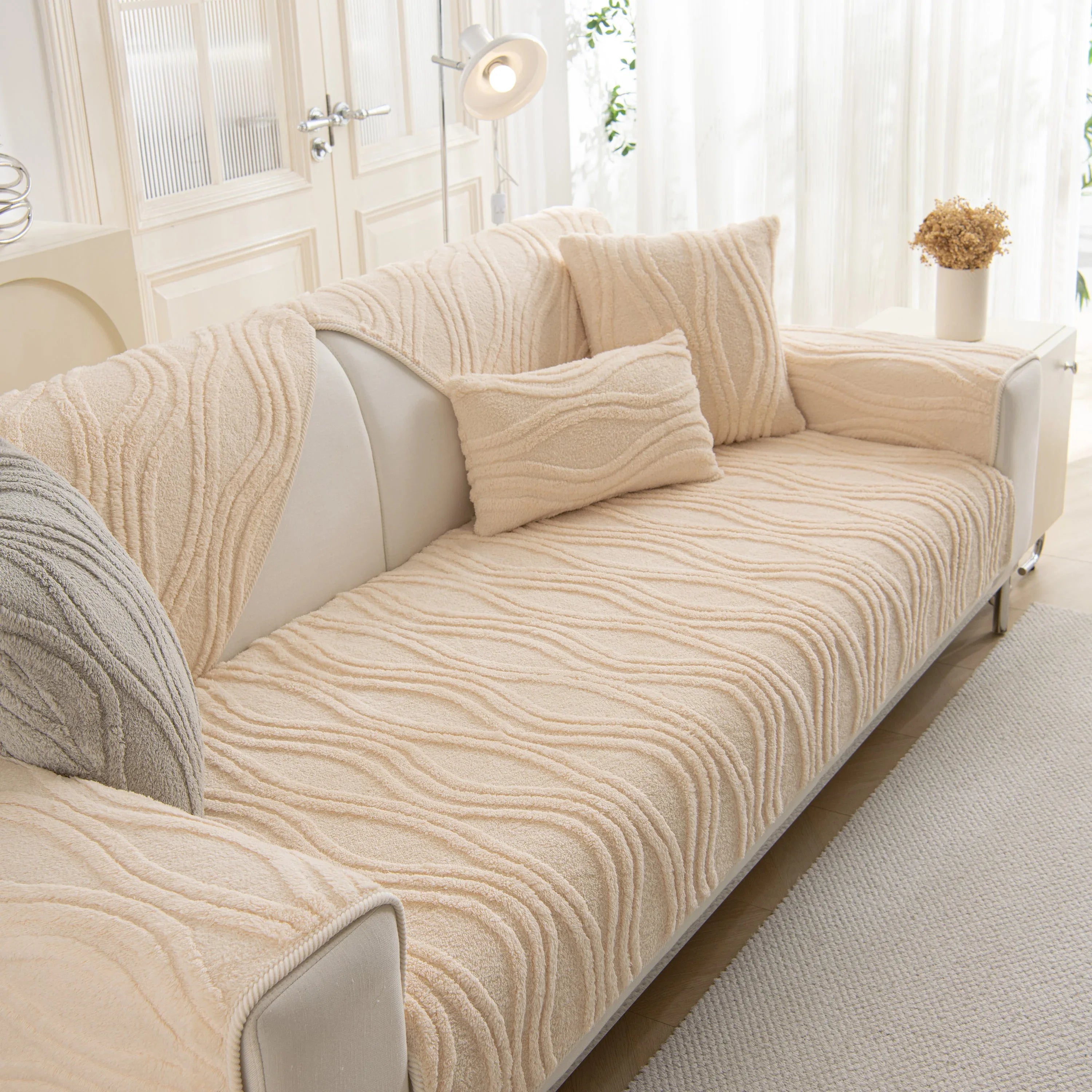 Winter Thickened Non-slip Blanket, Three-Dimensional Embossed Cotton Velvet Sofa Cover - TaroTextile