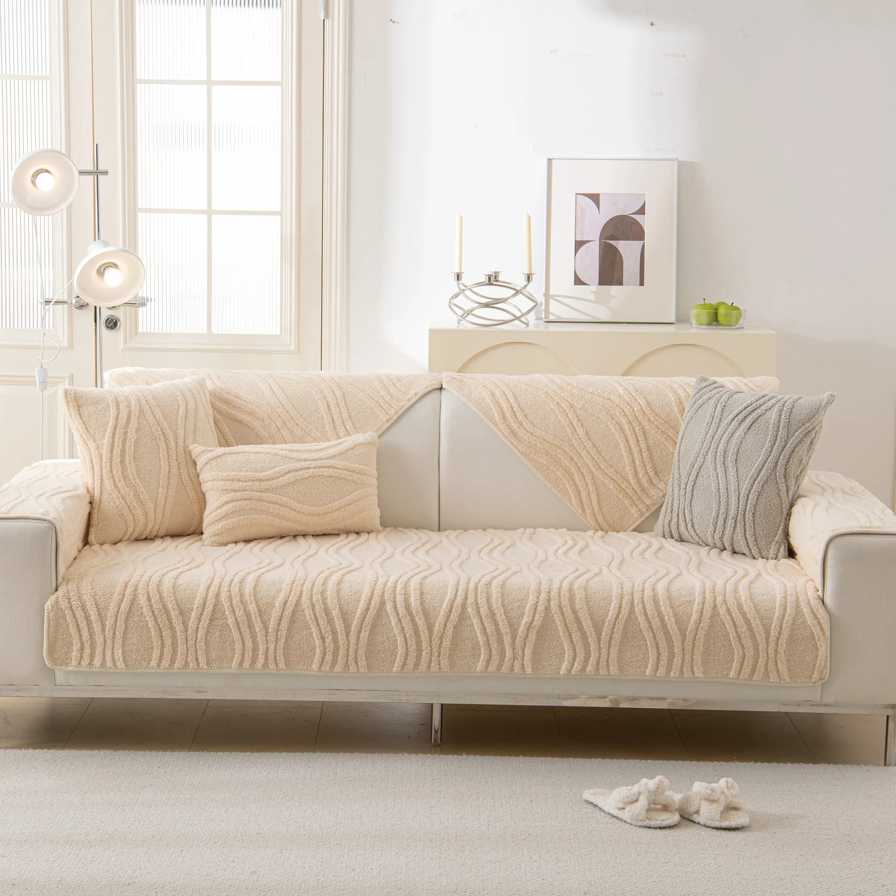 Winter Thickened Non-slip Blanket, Three-Dimensional Embossed Cotton Velvet Sofa Cover - TaroTextile