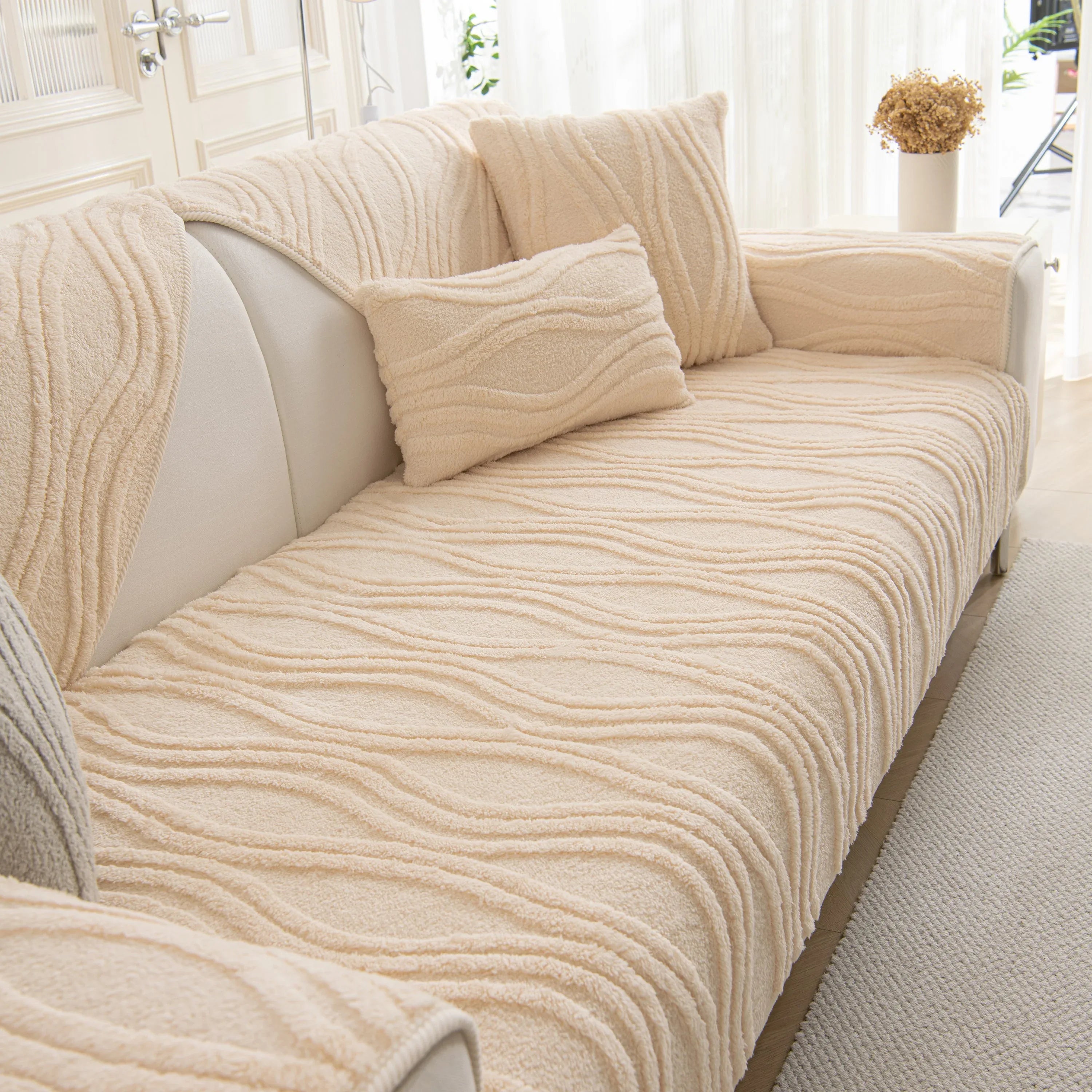 Winter Thickened Non-slip Blanket, Three-Dimensional Embossed Cotton Velvet Sofa Cover - TaroTextile
