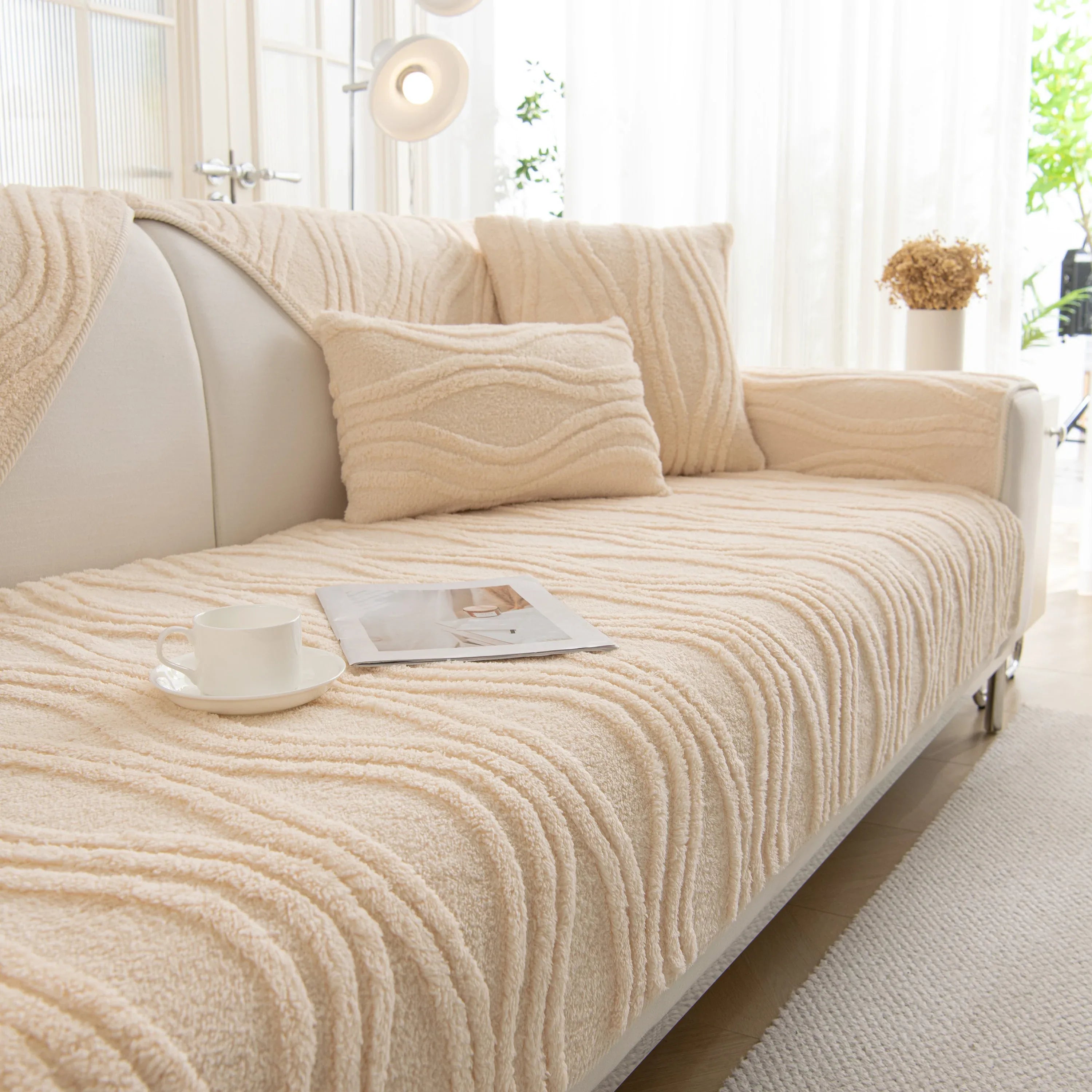 Winter Thickened Non-slip Blanket, Three-Dimensional Embossed Cotton Velvet Sofa Cover - TaroTextile
