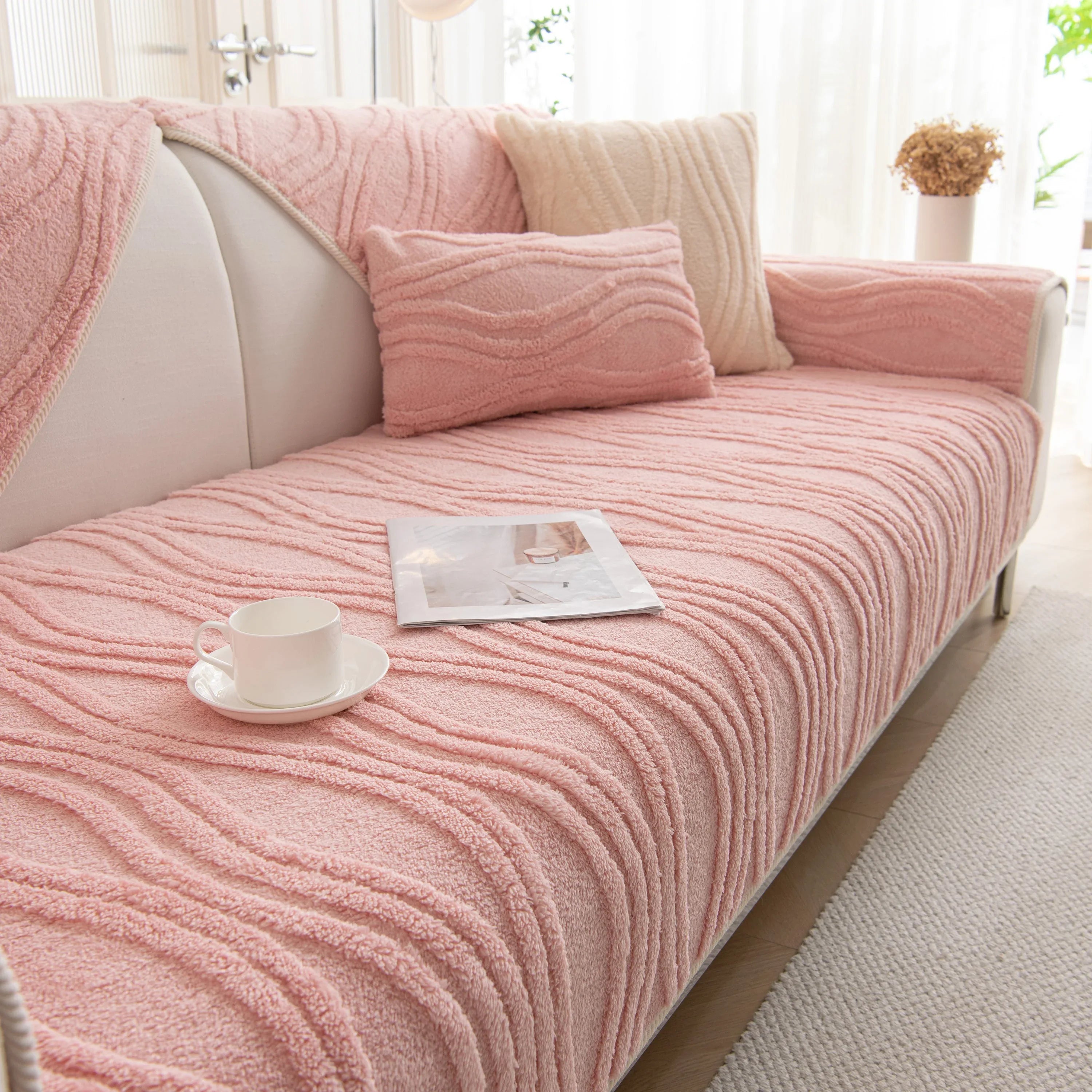 Winter Thickened Non-slip Blanket, Three-Dimensional Embossed Cotton Velvet Sofa Cover - TaroTextile