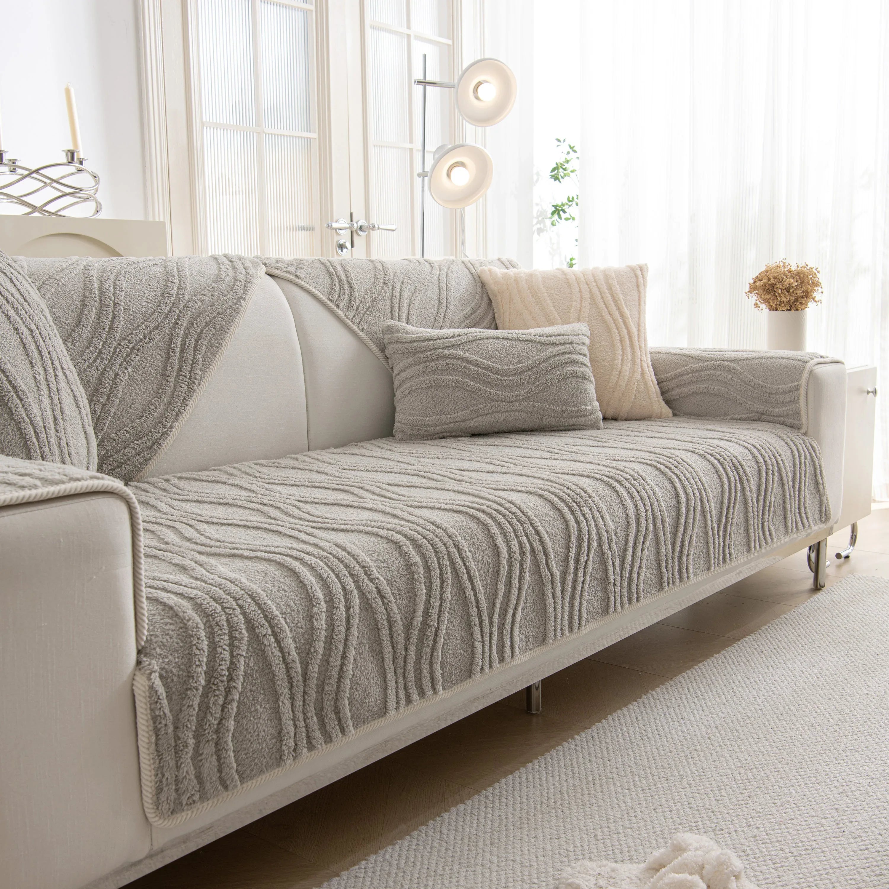 Winter Thickened Non-slip Blanket, Three-Dimensional Embossed Cotton Velvet Sofa Cover - TaroTextile