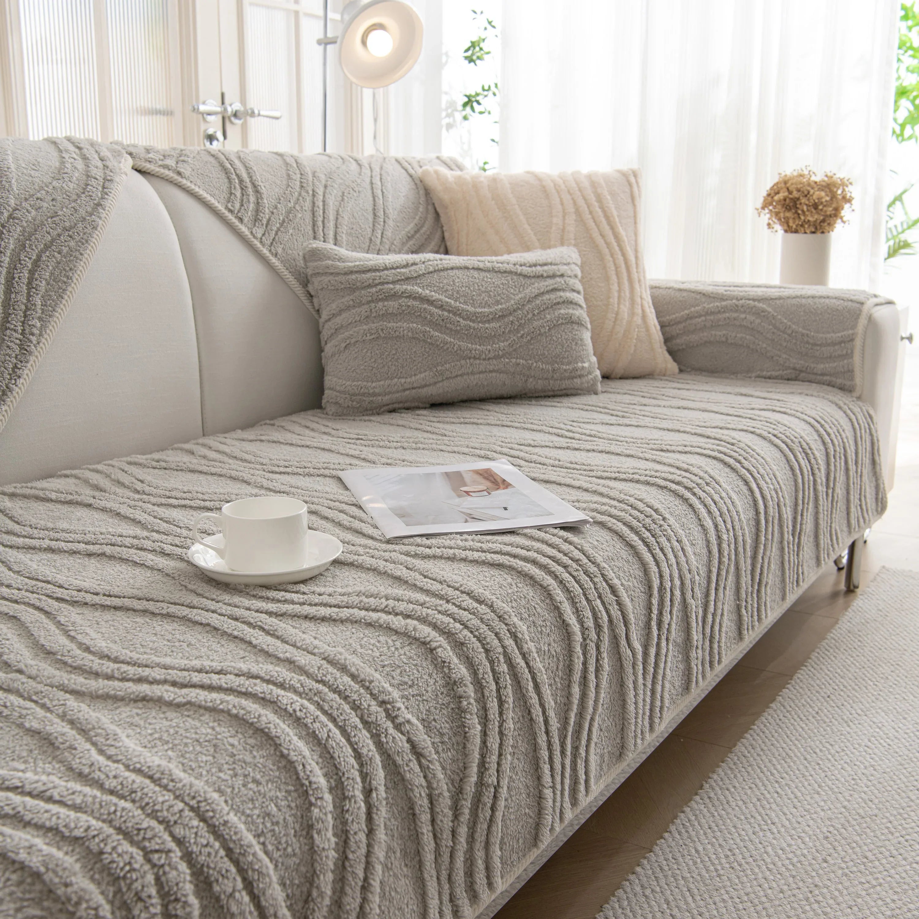 Winter Thickened Non-slip Blanket, Three-Dimensional Embossed Cotton Velvet Sofa Cover - TaroTextile