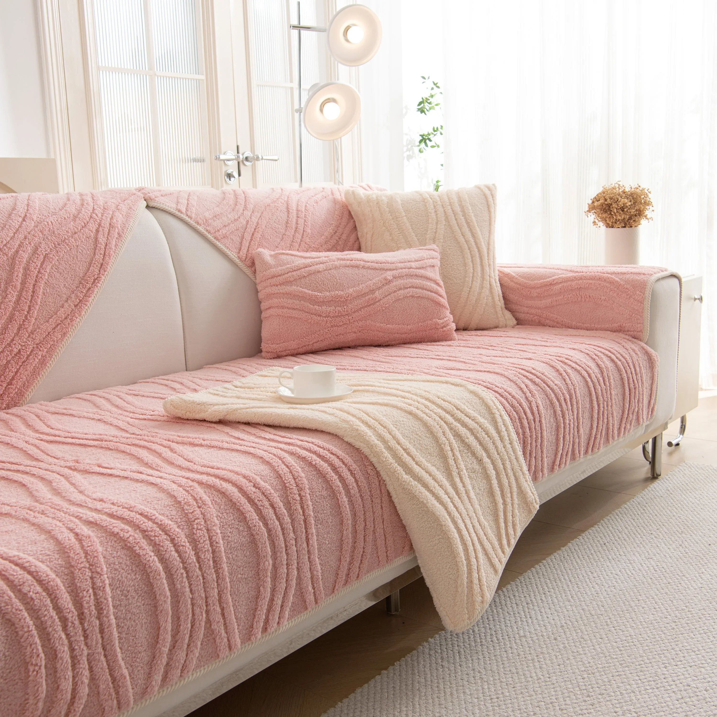 Winter Thickened Non-slip Blanket, Three-Dimensional Embossed Cotton Velvet Sofa Cover - TaroTextile