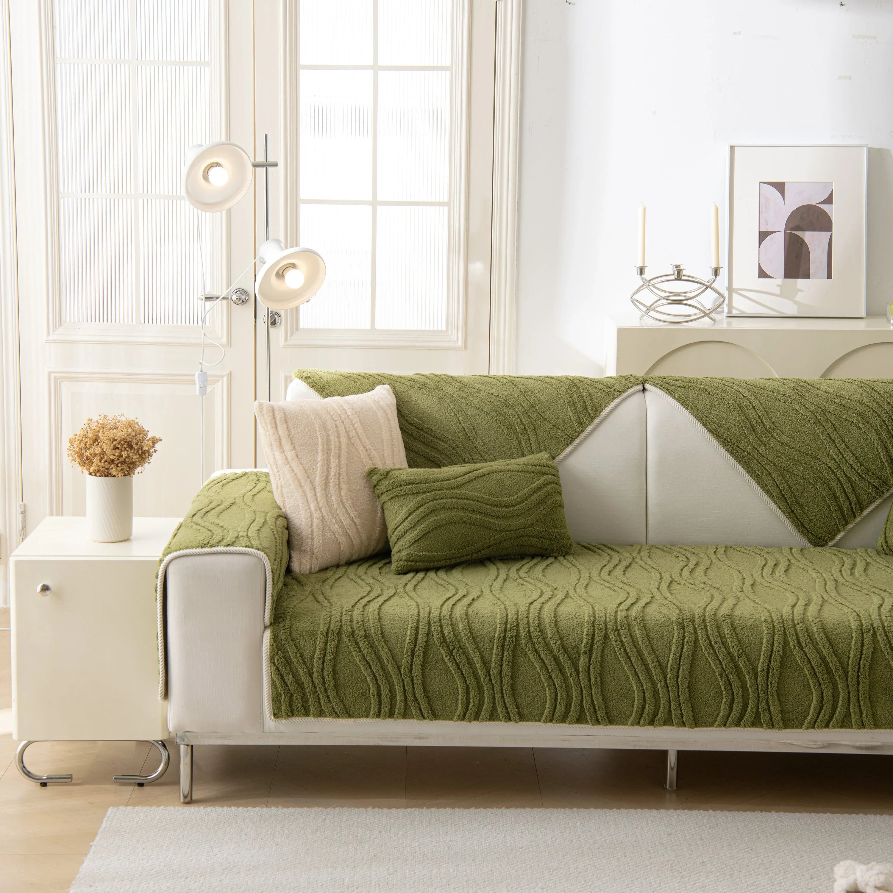 Winter Thickened Non-slip Blanket, Three-Dimensional Embossed Cotton Velvet Sofa Cover - TaroTextile