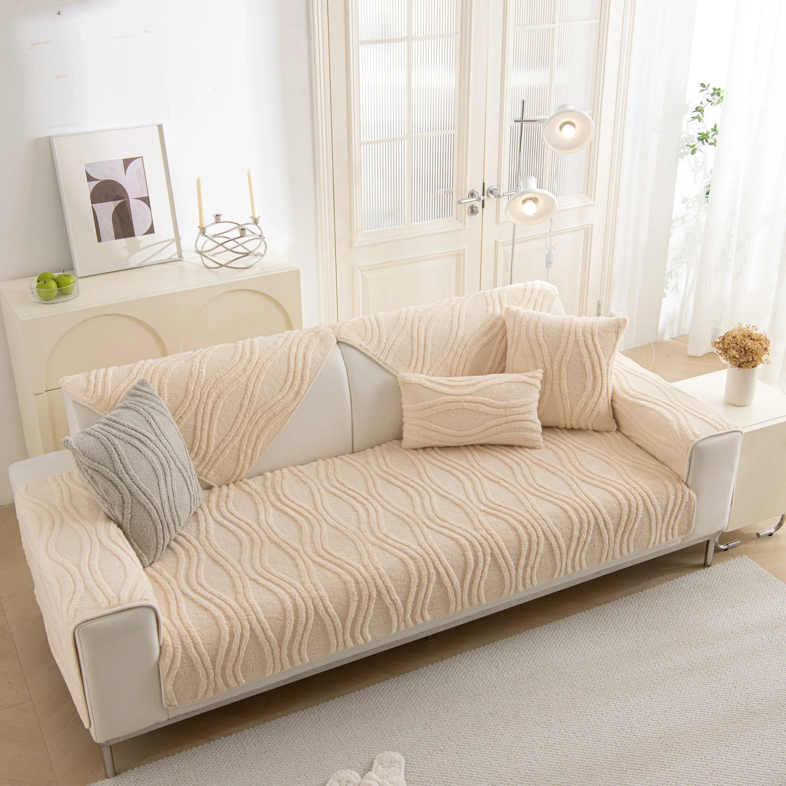 Winter Thickened Non-slip Blanket, Three-Dimensional Embossed Cotton Velvet Sofa Cover - TaroTextile