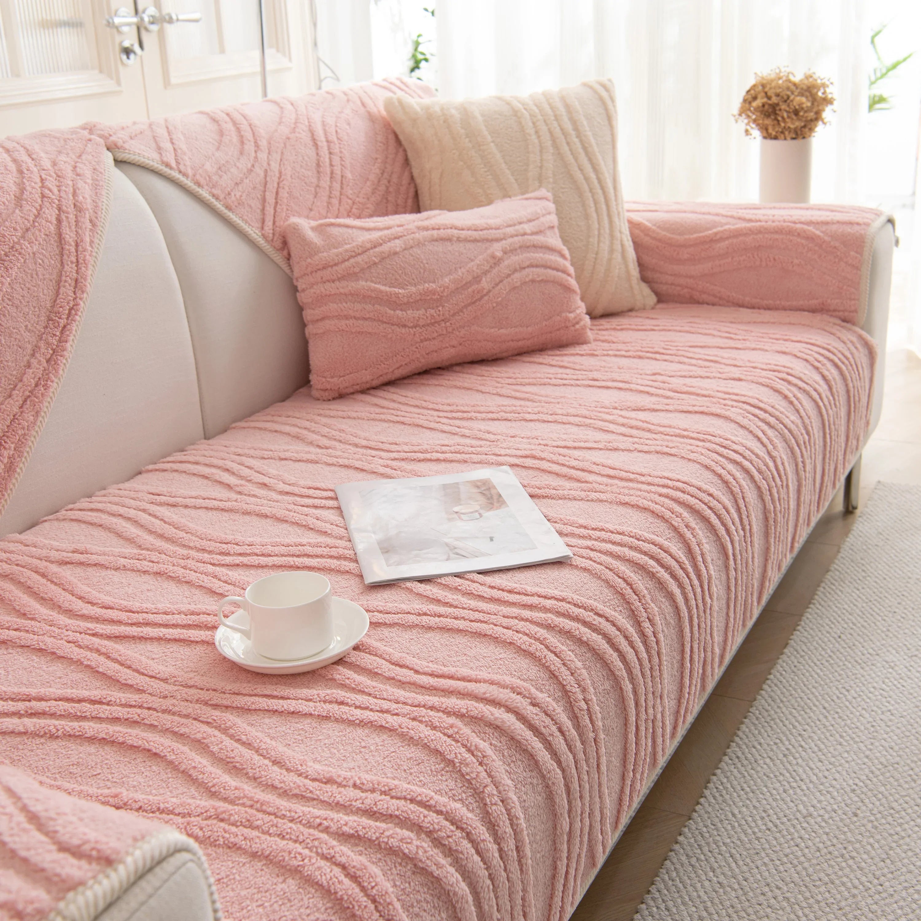 Winter Thickened Non-slip Blanket, Three-Dimensional Embossed Cotton Velvet Sofa Cover - TaroTextile