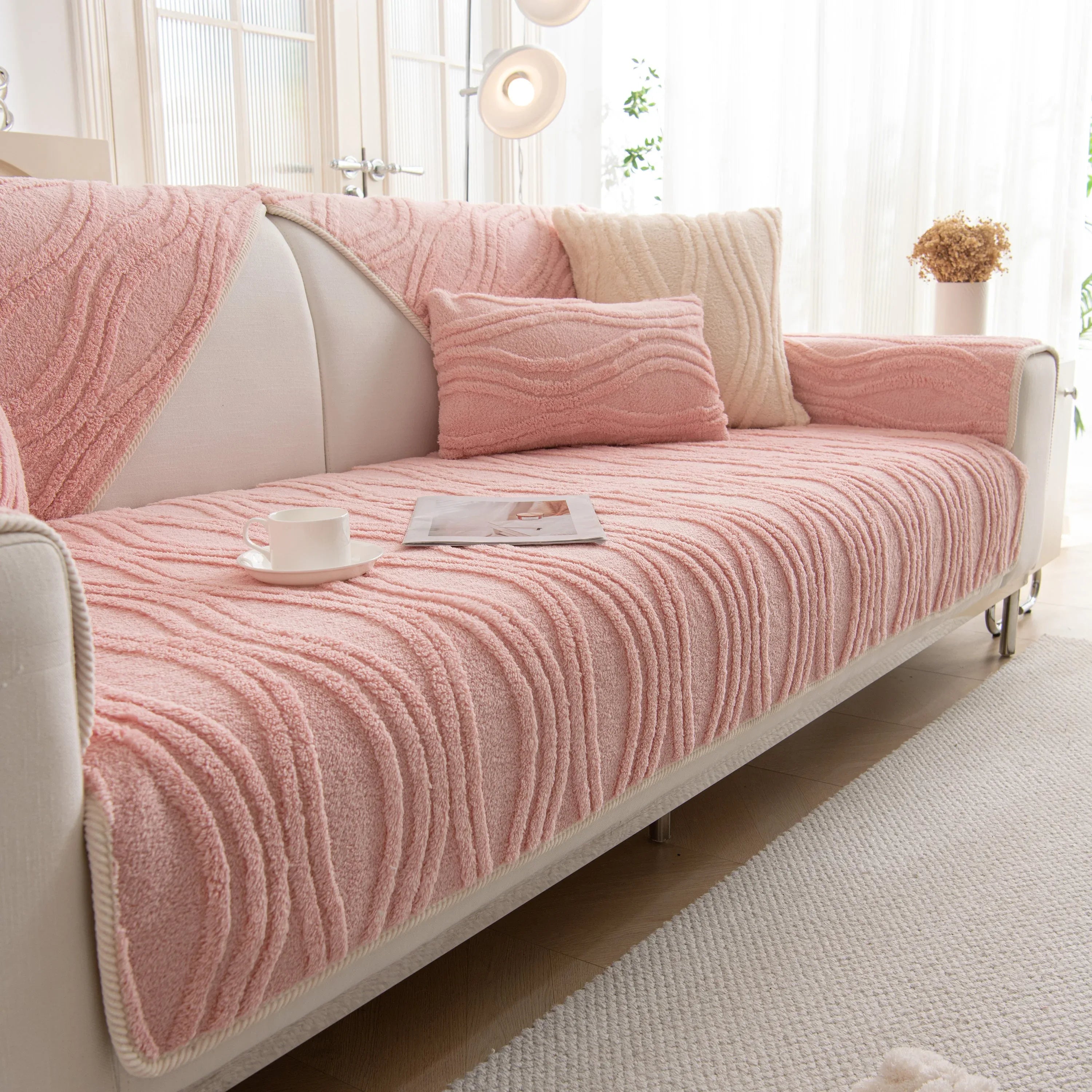 Winter Thickened Non-slip Blanket, Three-Dimensional Embossed Cotton Velvet Sofa Cover - TaroTextile