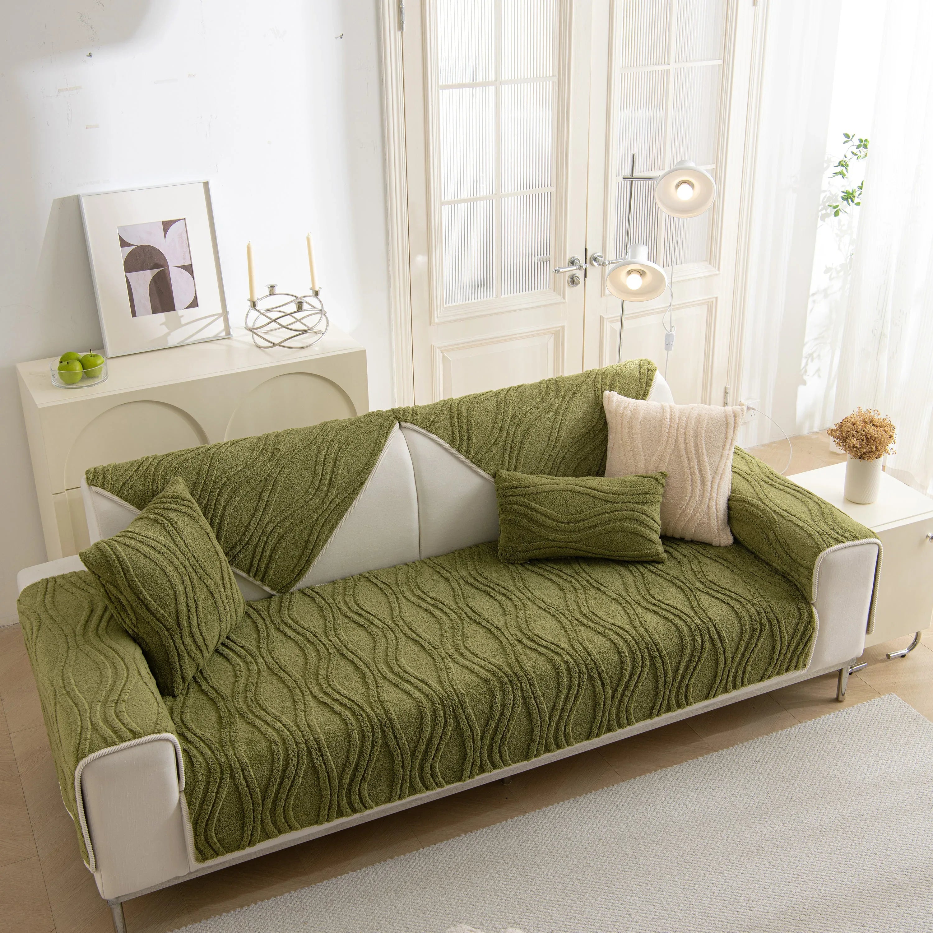 Winter Thickened Non-slip Blanket, Three-Dimensional Embossed Cotton Velvet Sofa Cover - TaroTextile