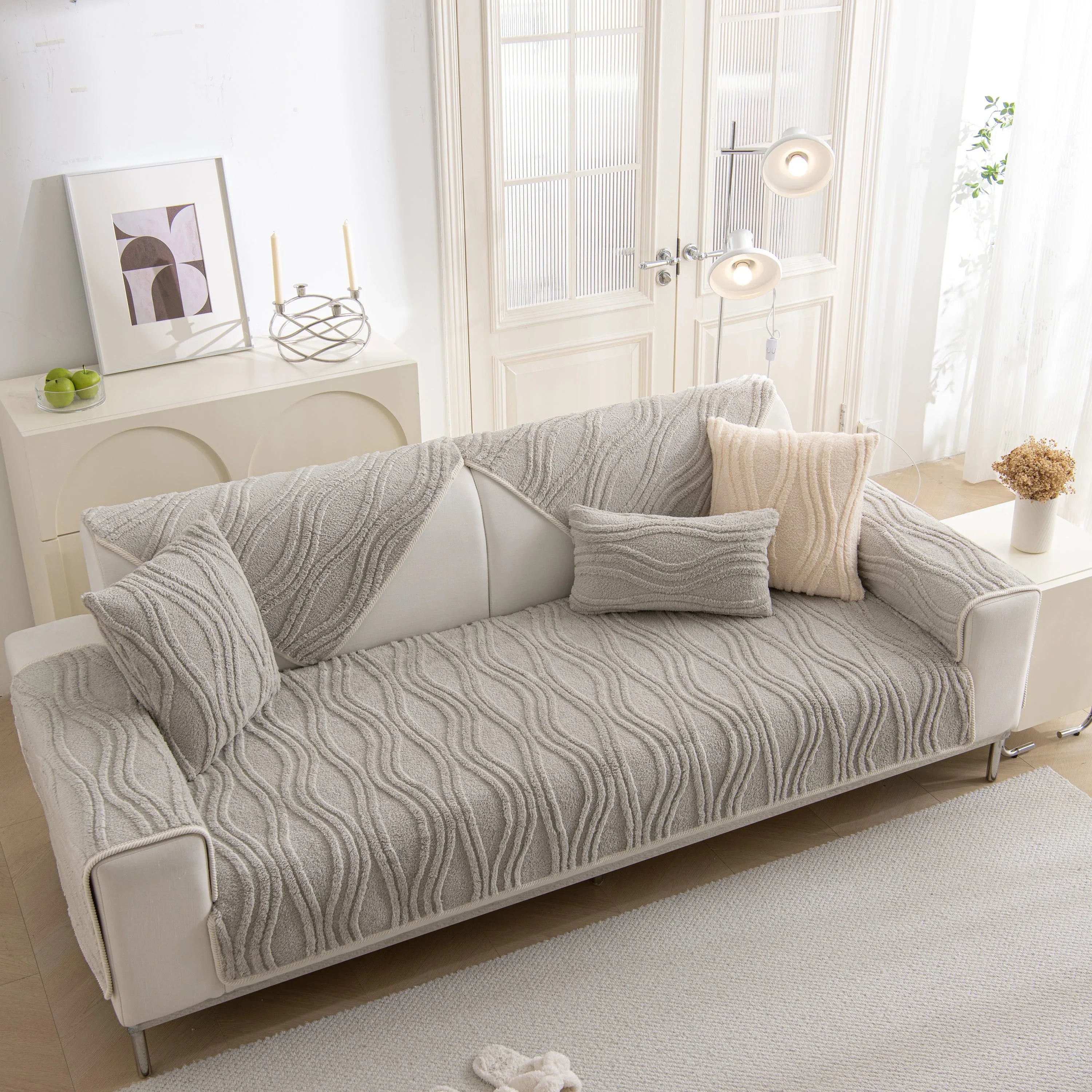 Winter Thickened Non-slip Blanket, Three-Dimensional Embossed Cotton Velvet Sofa Cover - TaroTextile