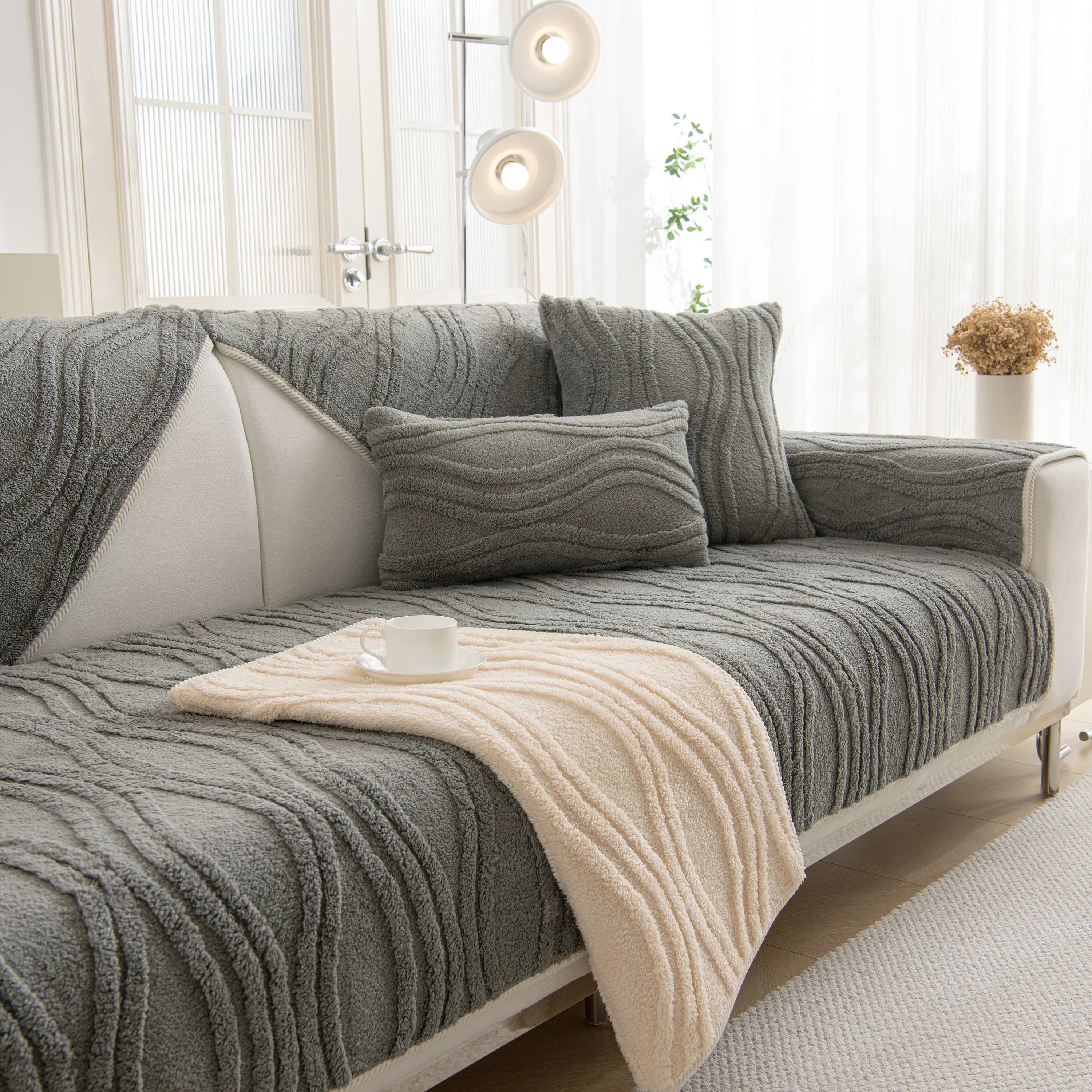 Winter Thickened Non-slip Blanket, Three-Dimensional Embossed Cotton Velvet Sofa Cover - TaroTextile