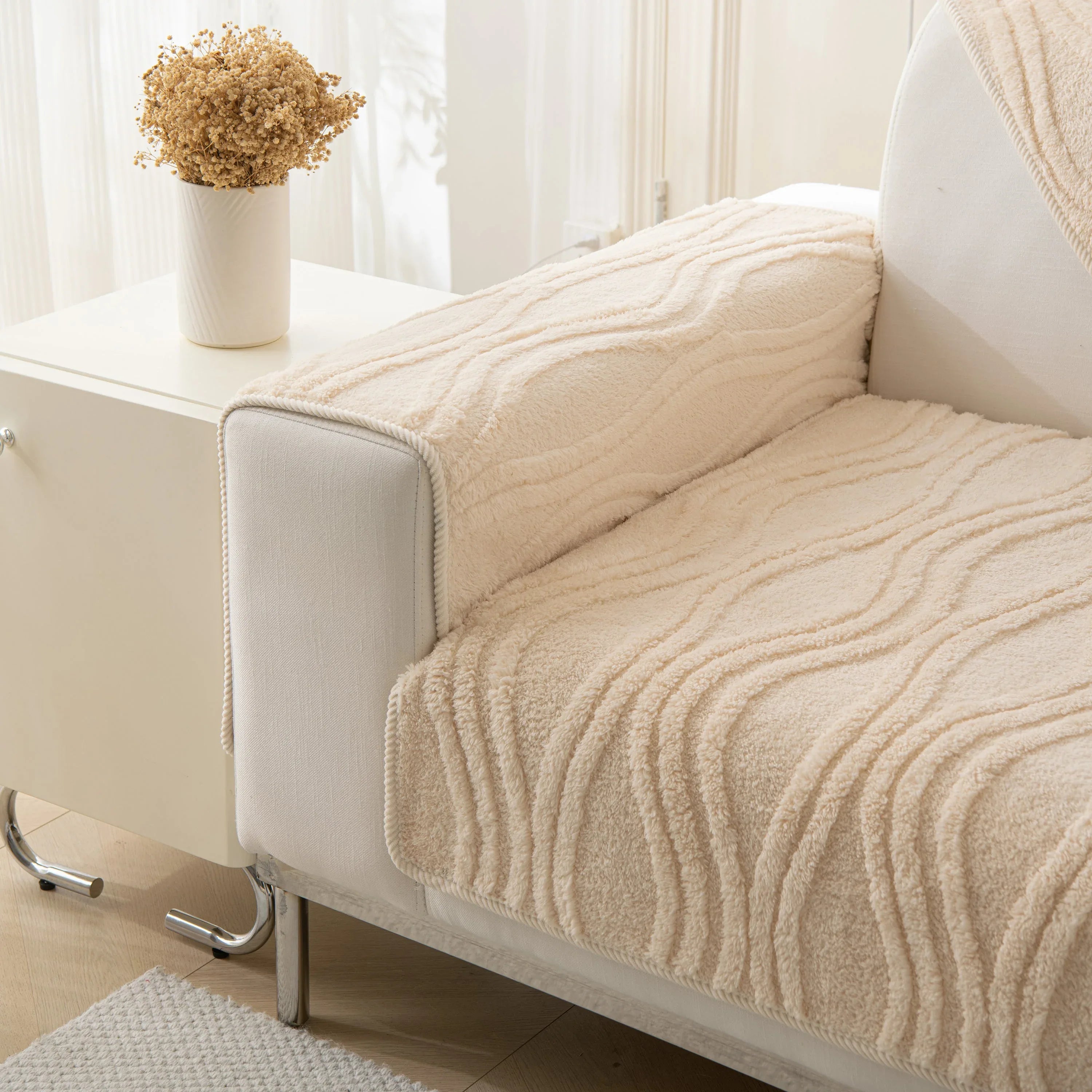 Winter Thickened Non-slip Blanket, Three-Dimensional Embossed Cotton Velvet Sofa Cover - TaroTextile