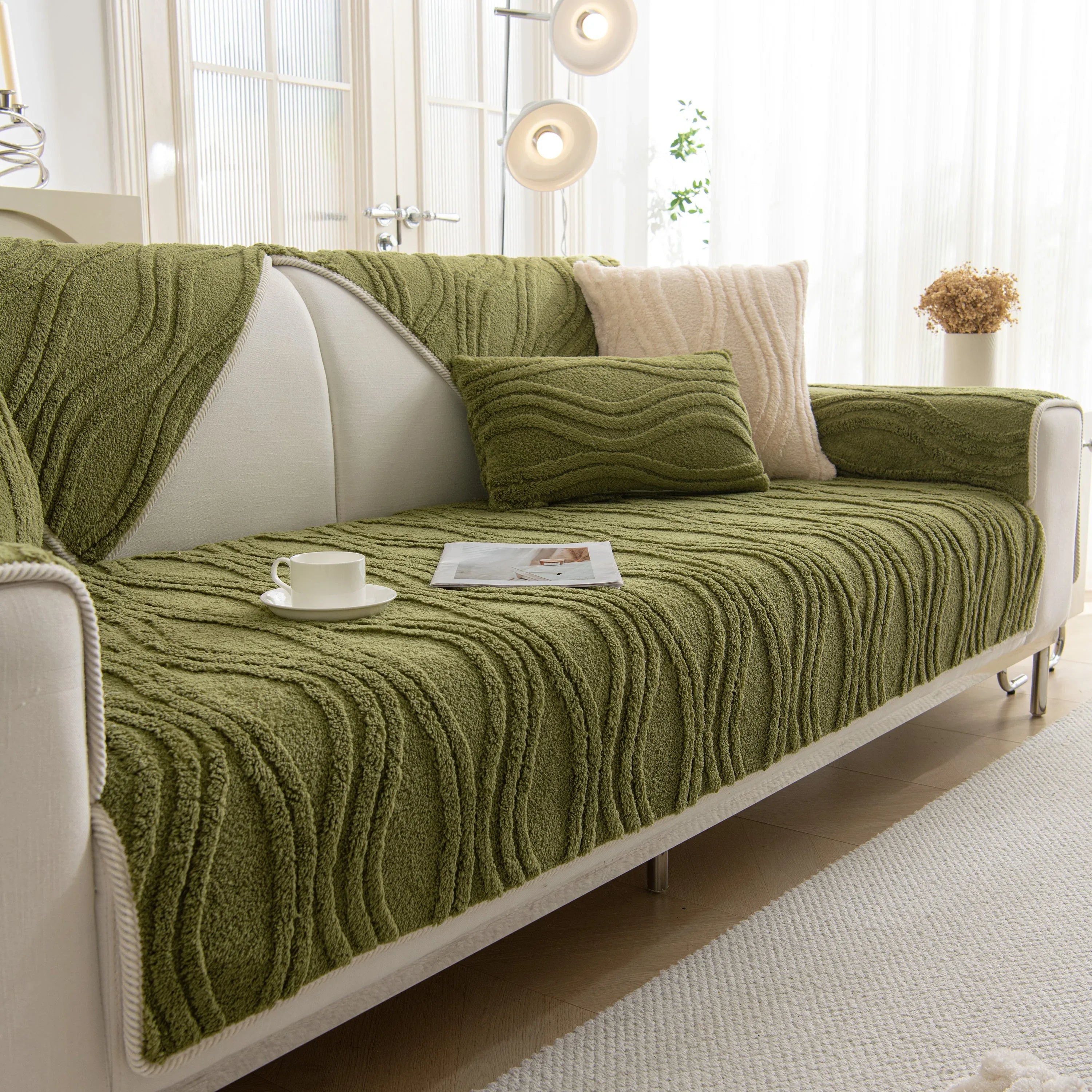 Winter Thickened Non-slip Blanket, Three-Dimensional Embossed Cotton Velvet Sofa Cover - TaroTextile