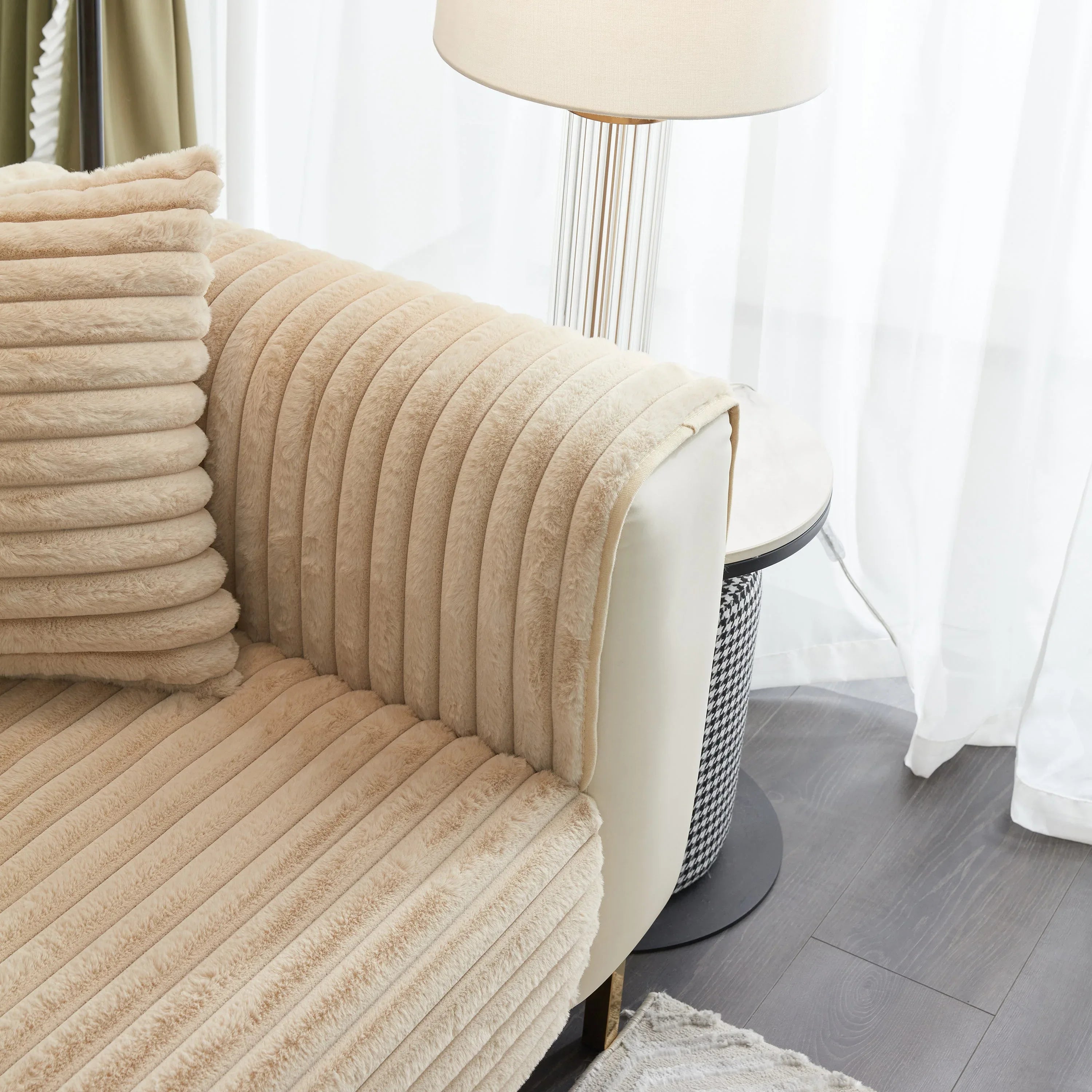 Winter Thickened Rabbit Plush Non-slip Sofa Cushion, Faux Fur Fluffy Furniture Protector - TaroTextile