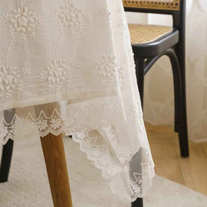 Rectangle Lace Tablecloth Vintage Embroidery Lace Table Cover