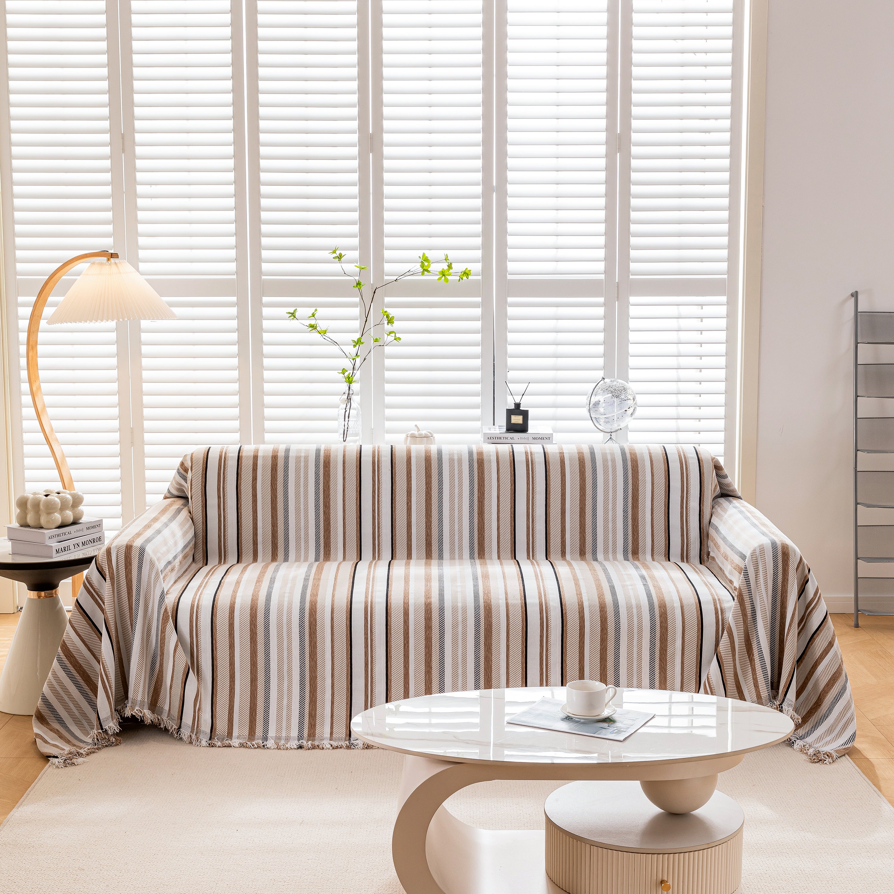 Modern Minimalist Sofa Throw Cover Cotton Knit Throws for Couch Scratch Proof Couch Cover