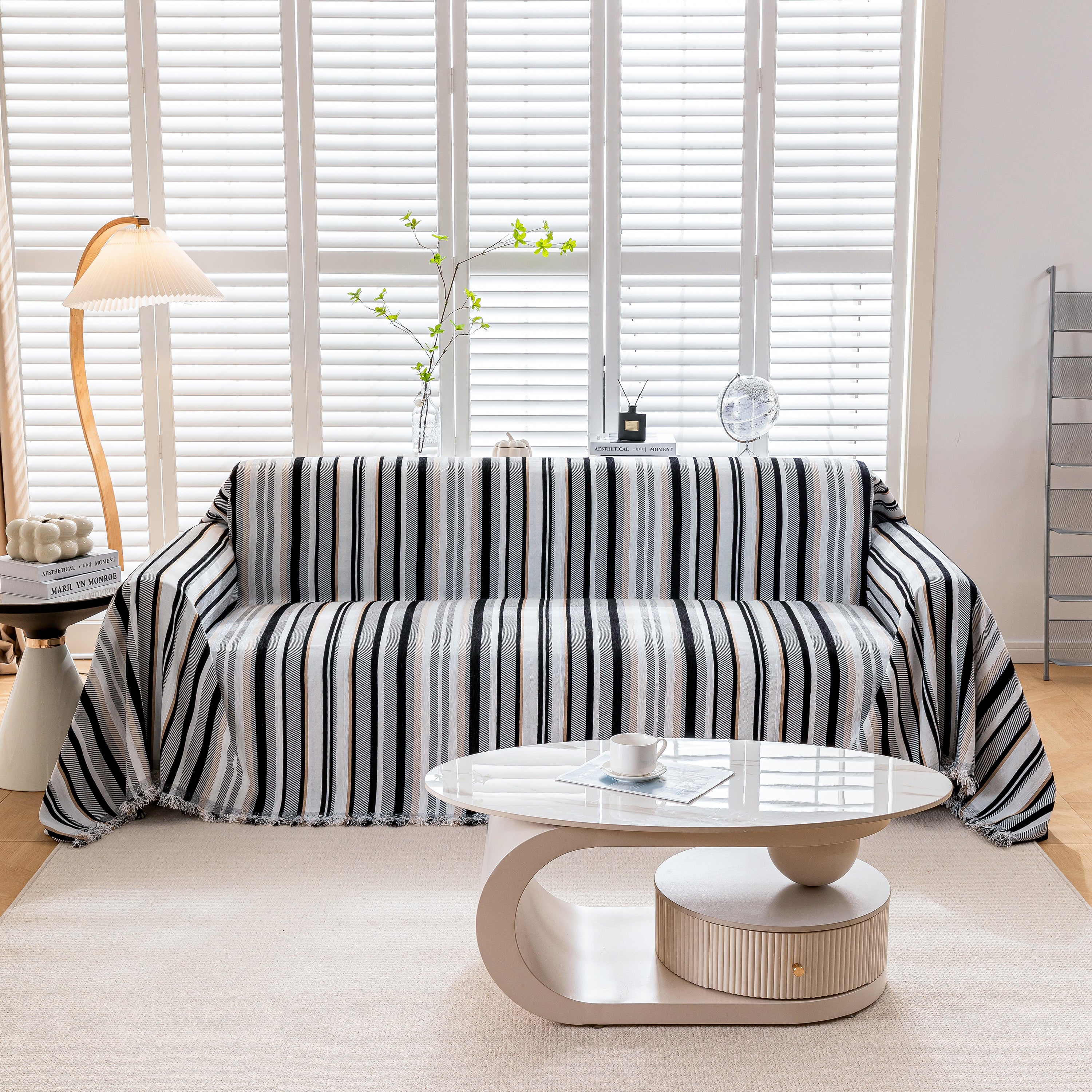 Modern Minimalist Sofa Throw Cover Cotton Knit Throws for Couch Scratch Proof Couch Cover