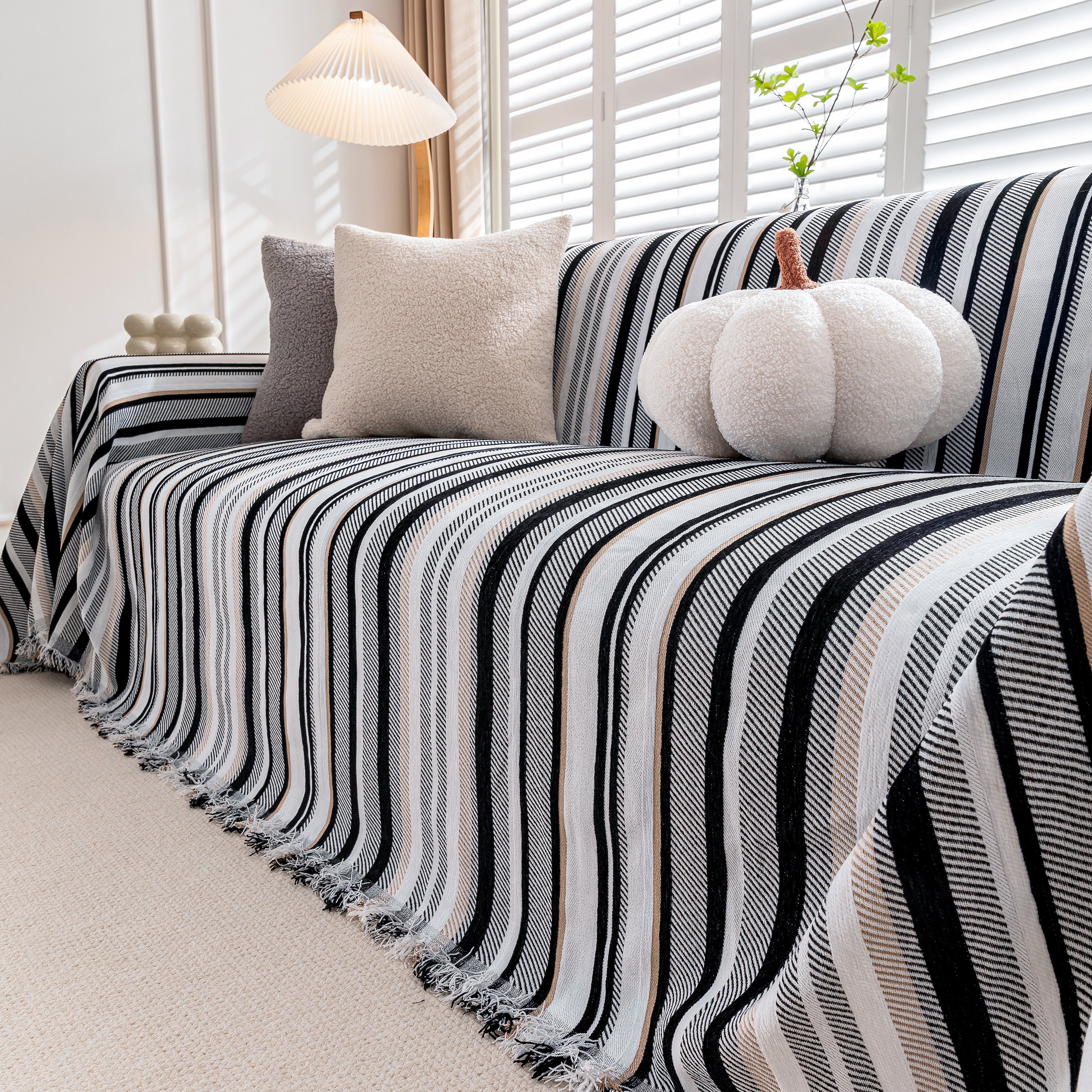 Modern Minimalist Sofa Throw Cover Cotton Knit Throws for Couch Scratch Proof Couch Cover