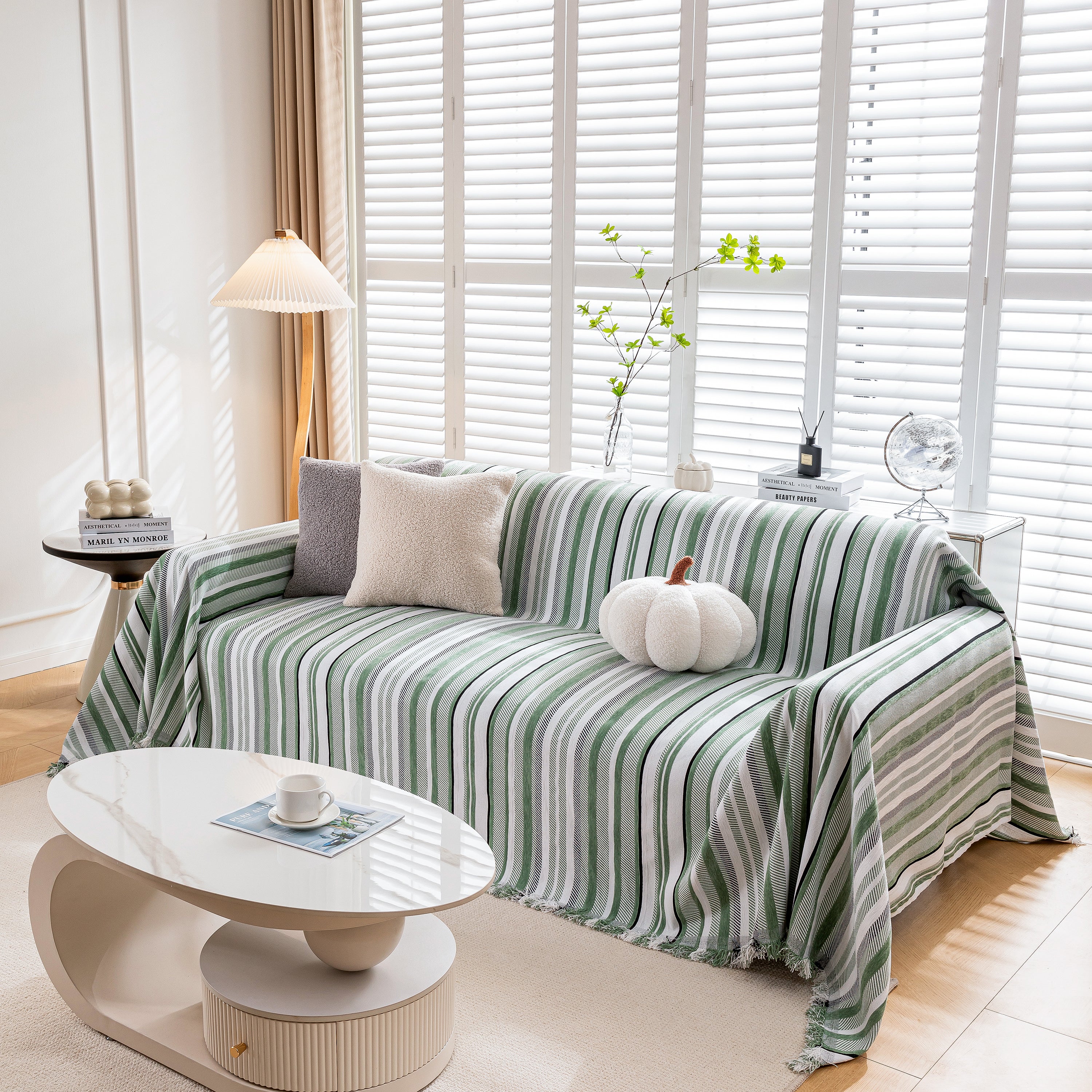 Modern Minimalist Sofa Throw Cover Cotton Knit Throws for Couch Scratch Proof Couch Cover