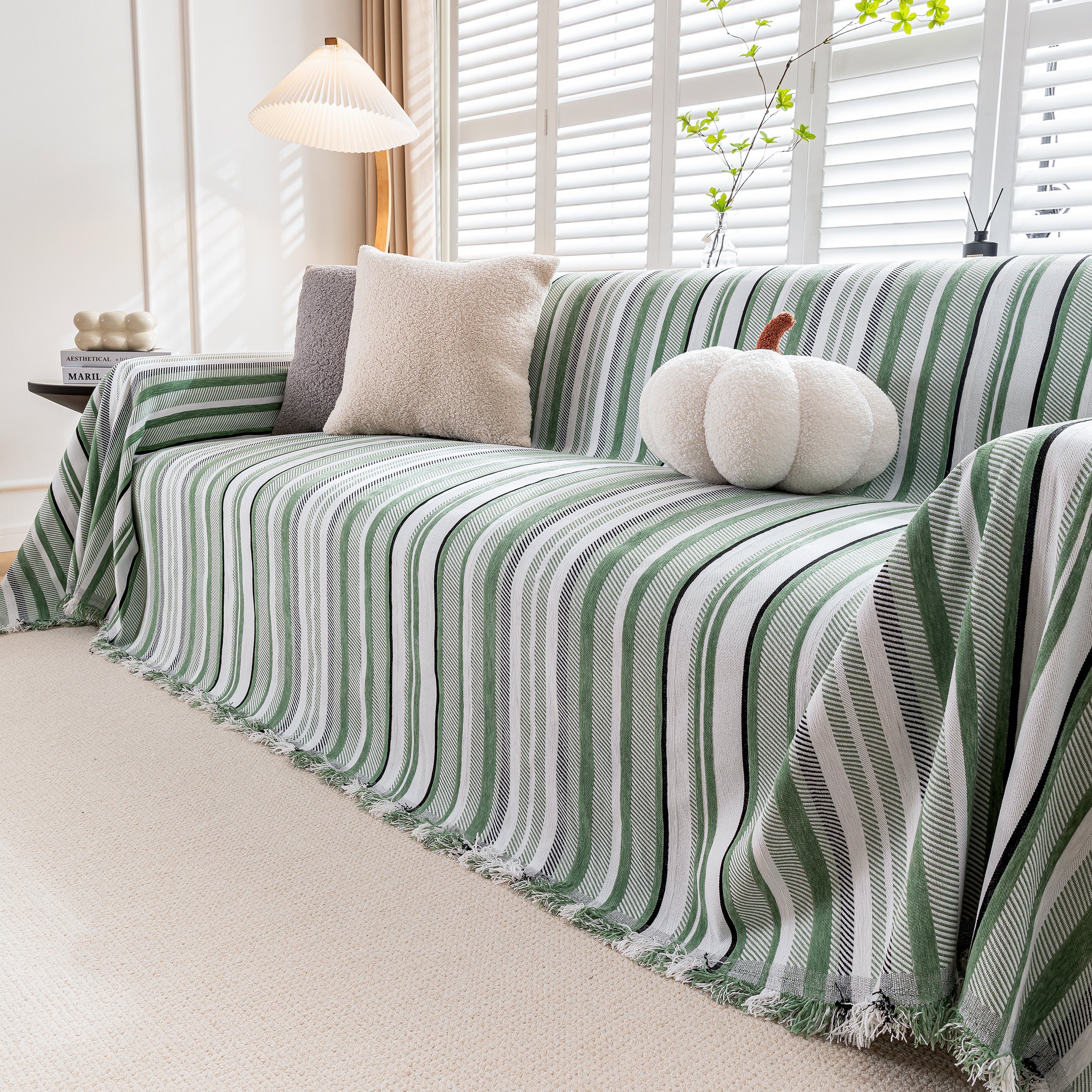 Modern Minimalist Sofa Throw Cover Cotton Knit Throws for Couch Scratch Proof Couch Cover