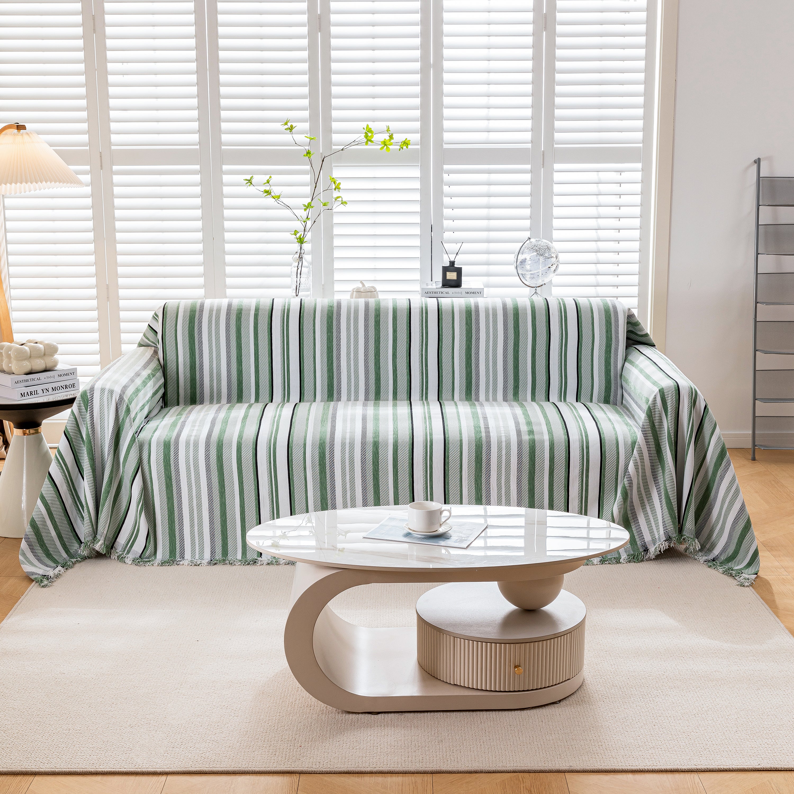 Modern Minimalist Sofa Throw Cover Cotton Knit Throws for Couch Scratch Proof Couch Cover