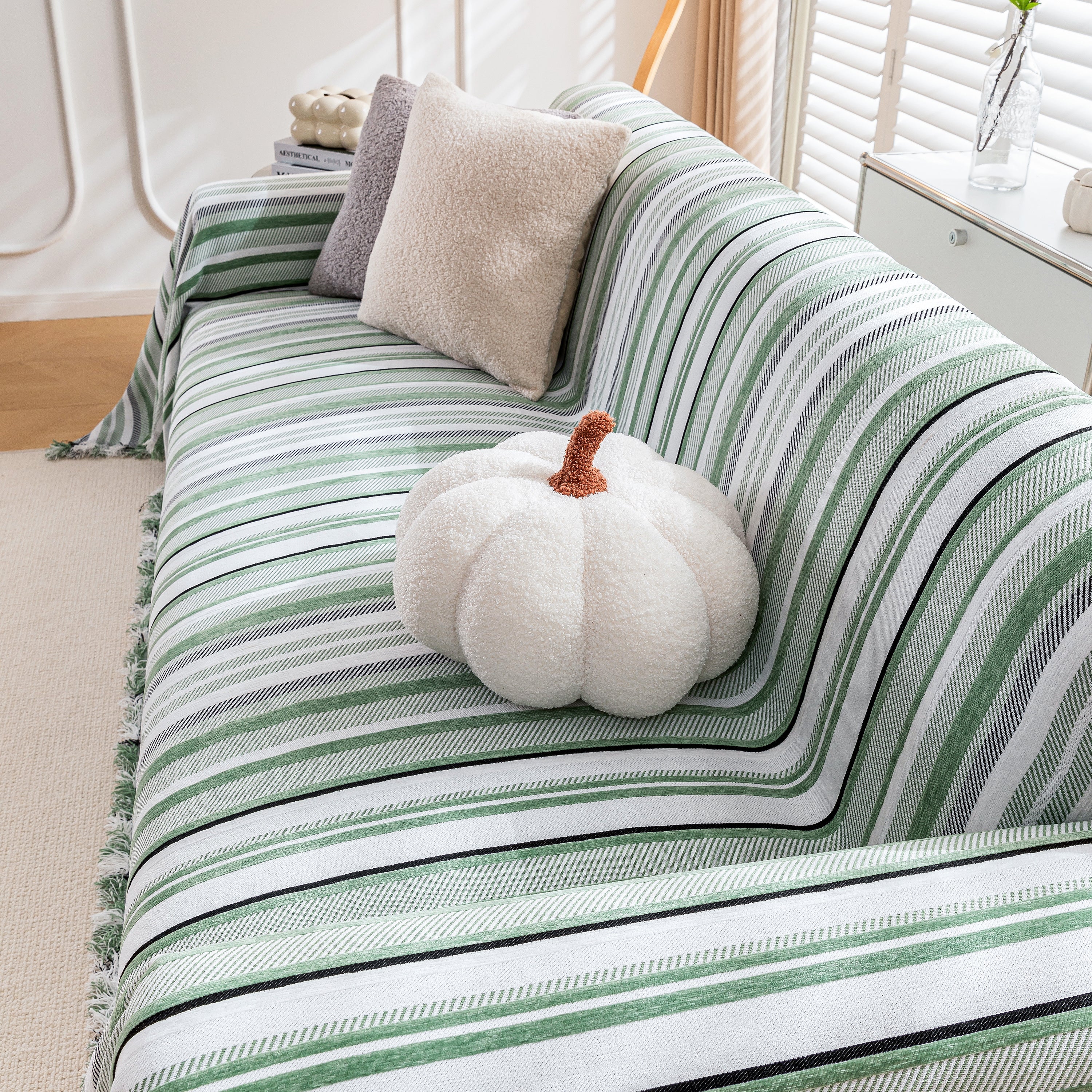 Modern Minimalist Sofa Throw Cover Cotton Knit Throws for Couch Scratch Proof Couch Cover