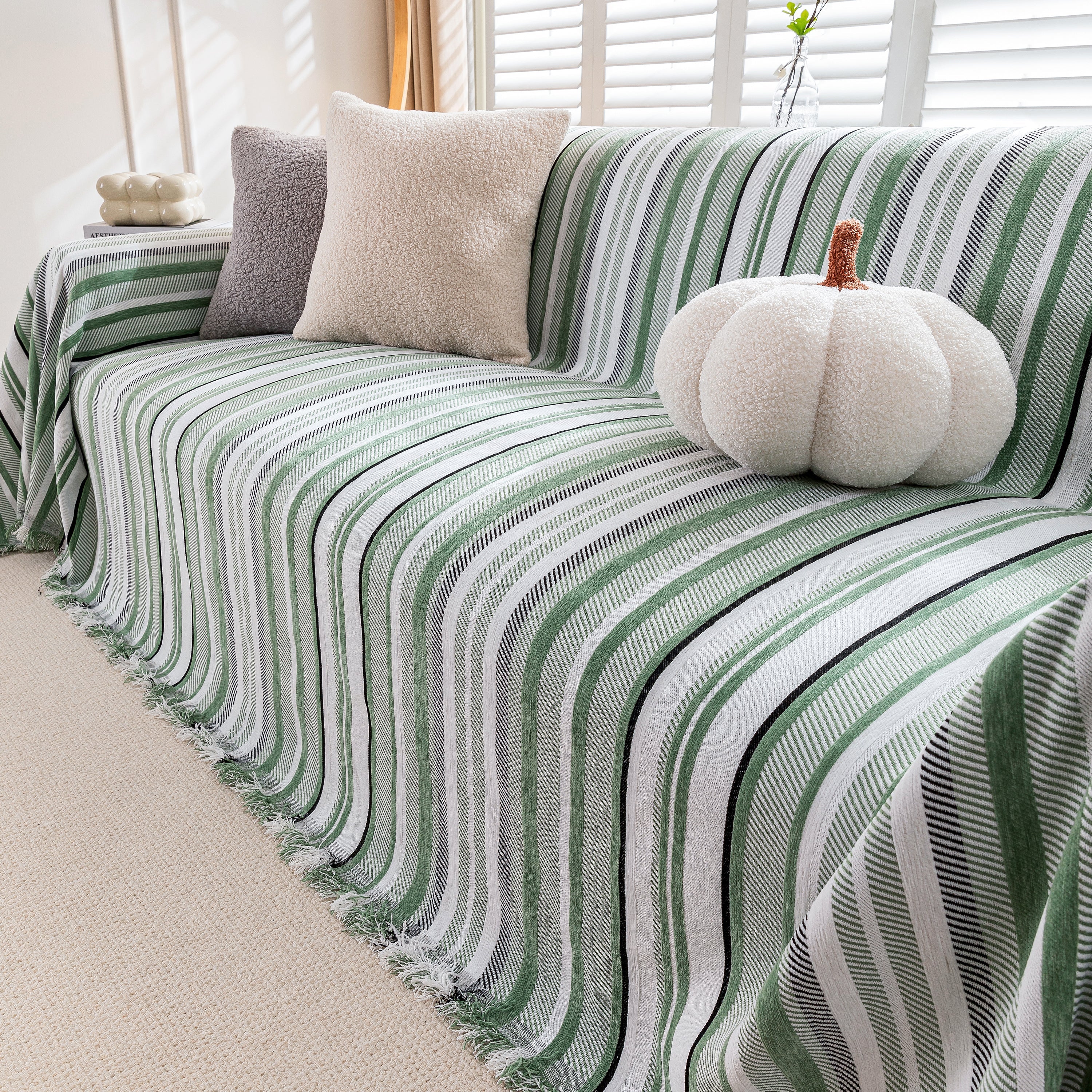 Modern Minimalist Sofa Throw Cover Cotton Knit Throws for Couch Scratch Proof Couch Cover