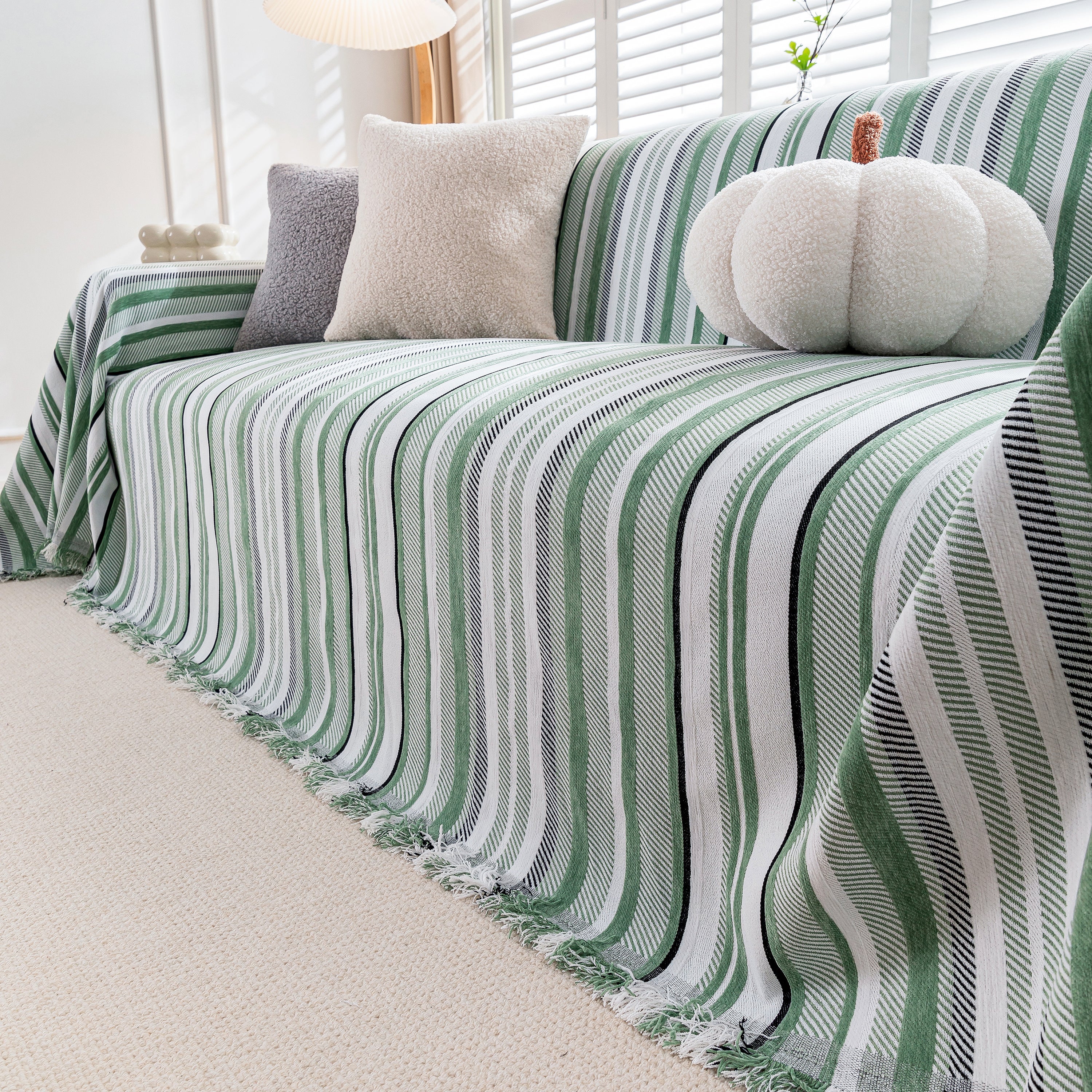 Modern Minimalist Sofa Throw Cover Cotton Knit Throws for Couch Scratch Proof Couch Cover
