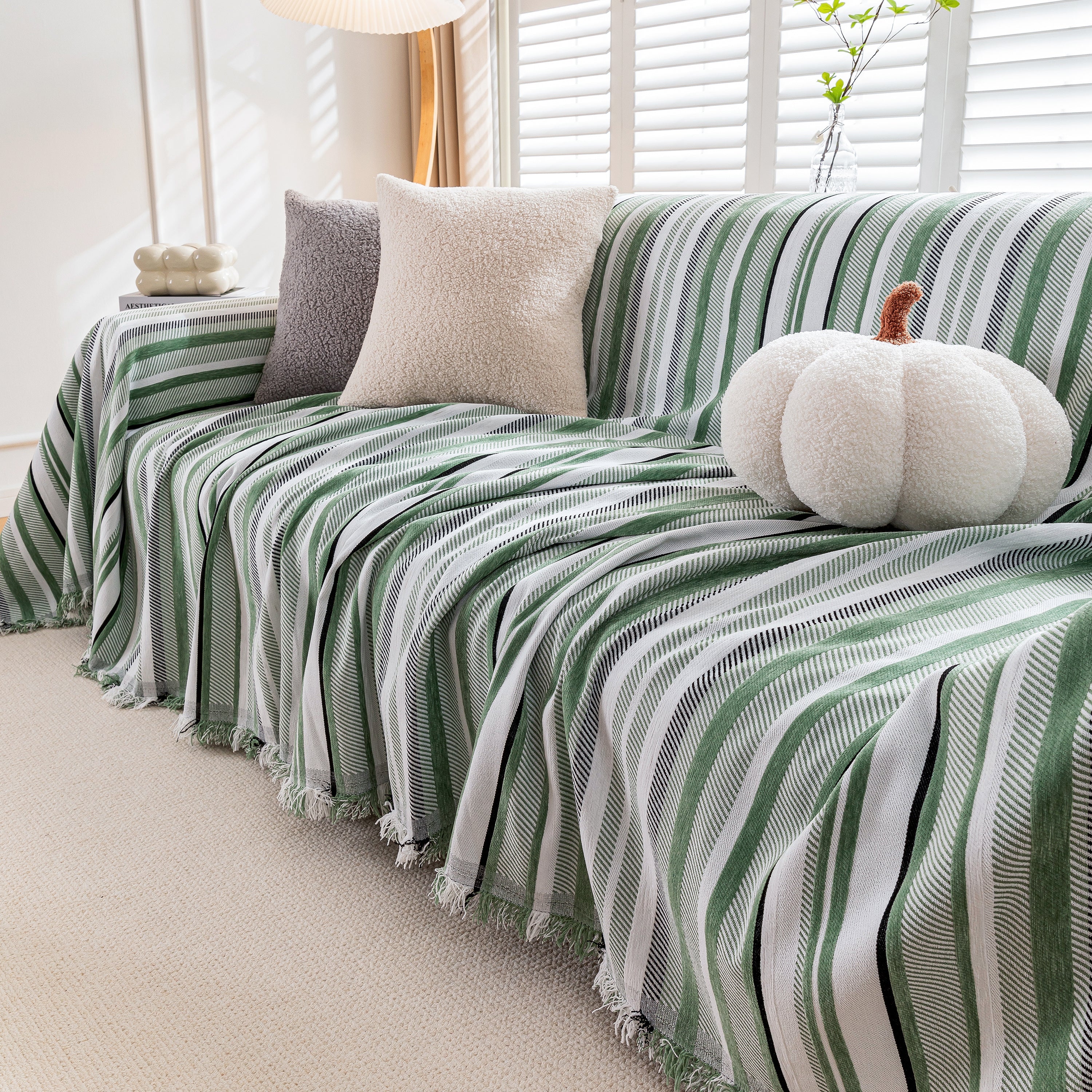 Modern Minimalist Sofa Throw Cover Cotton Knit Throws for Couch Scratch Proof Couch Cover