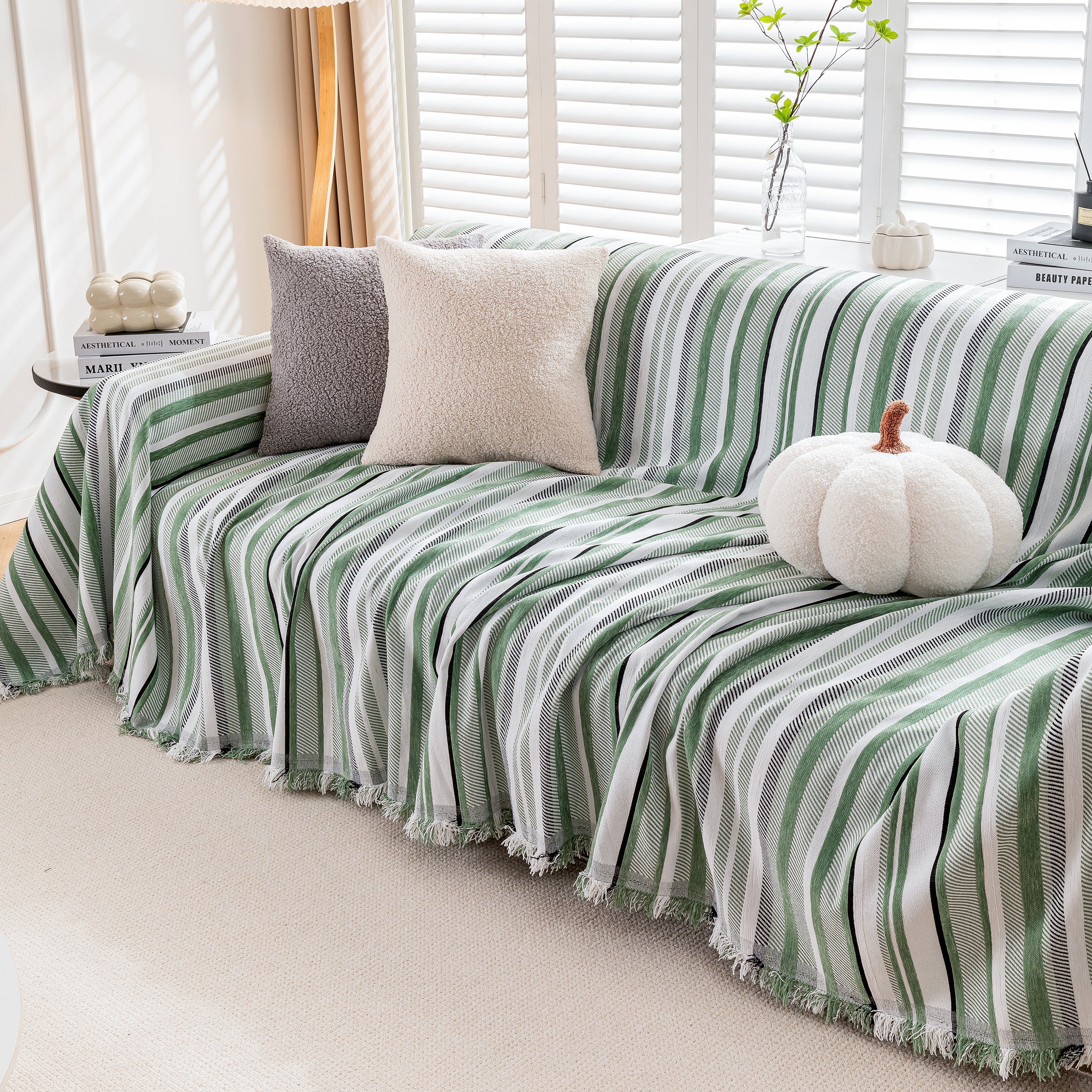 Modern Minimalist Sofa Throw Cover Cotton Knit Throws for Couch Scratch Proof Couch Cover